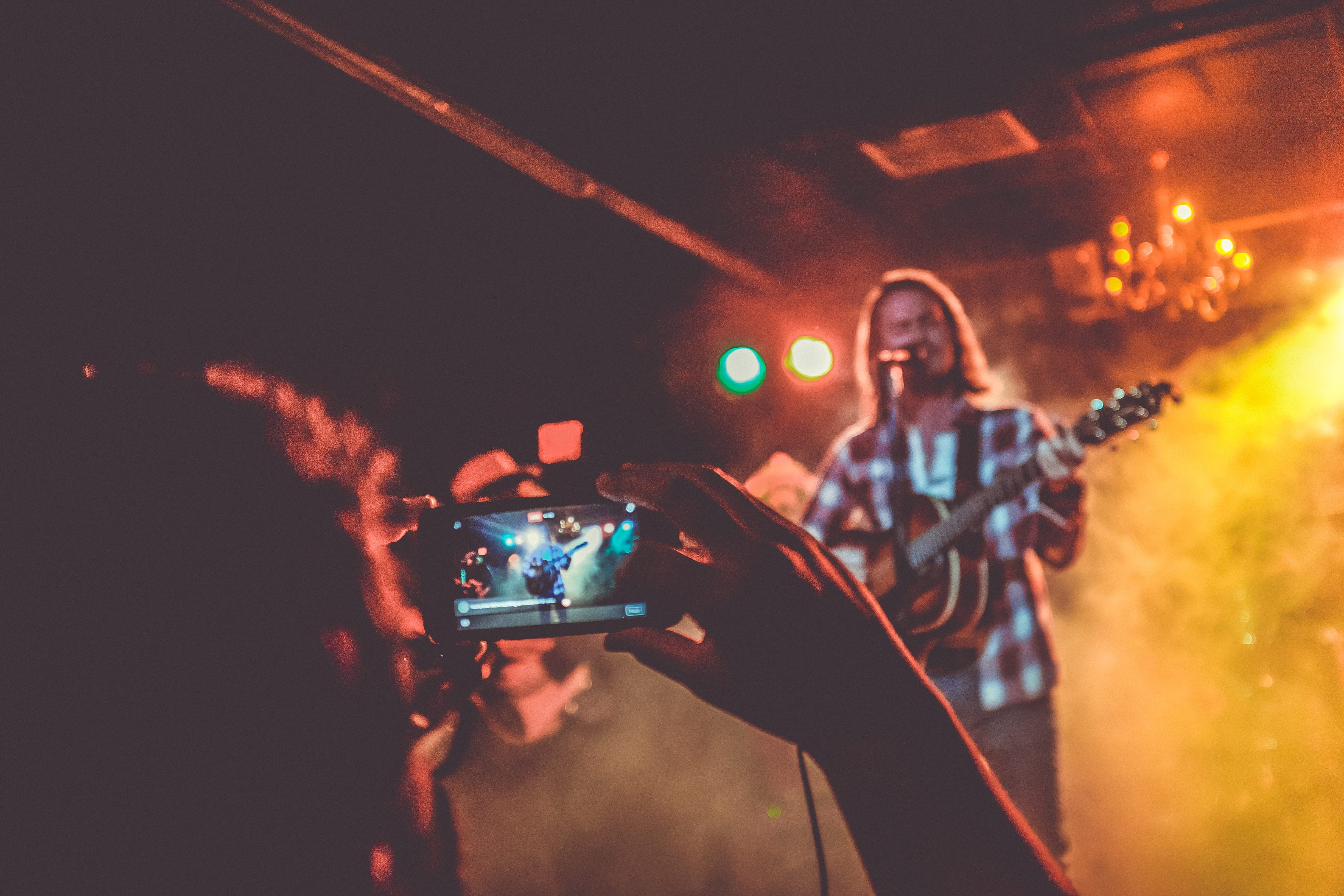 holding, phone, illuminated, night, wireless technology, music, adult, technology, live stream, performance, activity, photography themes, portable information device, HD Wallpaper