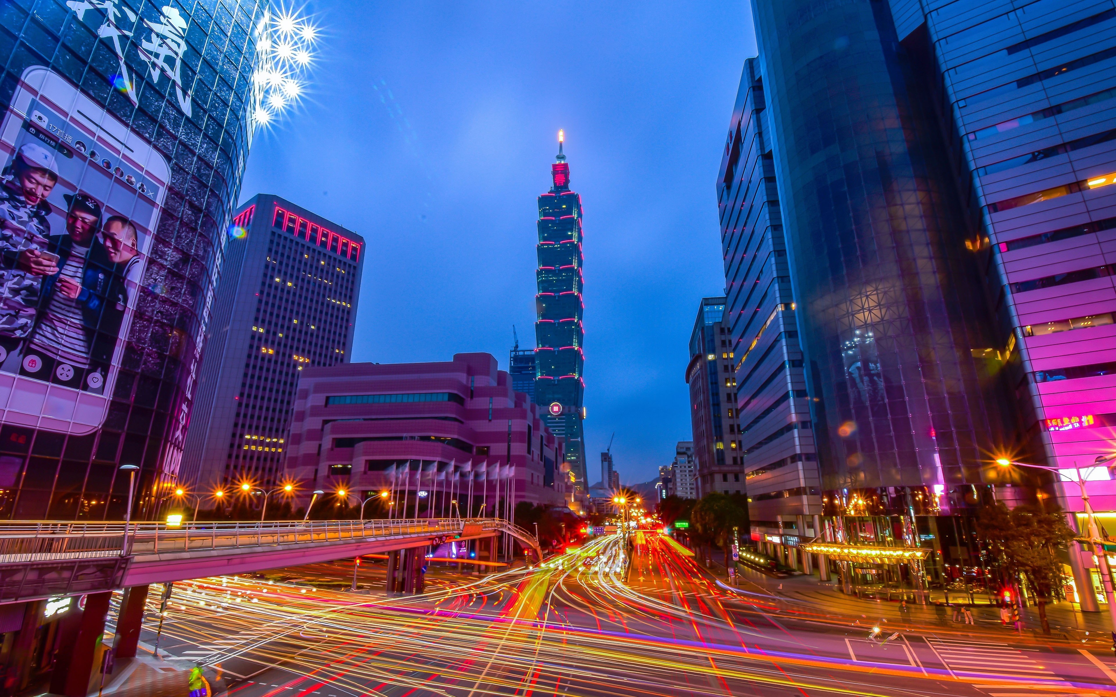 outdoors, long exposure, city, traffic, light, street, cityscape, transportation, motion, city street, no people, office building exterior, taipei, light trail, HD Wallpaper