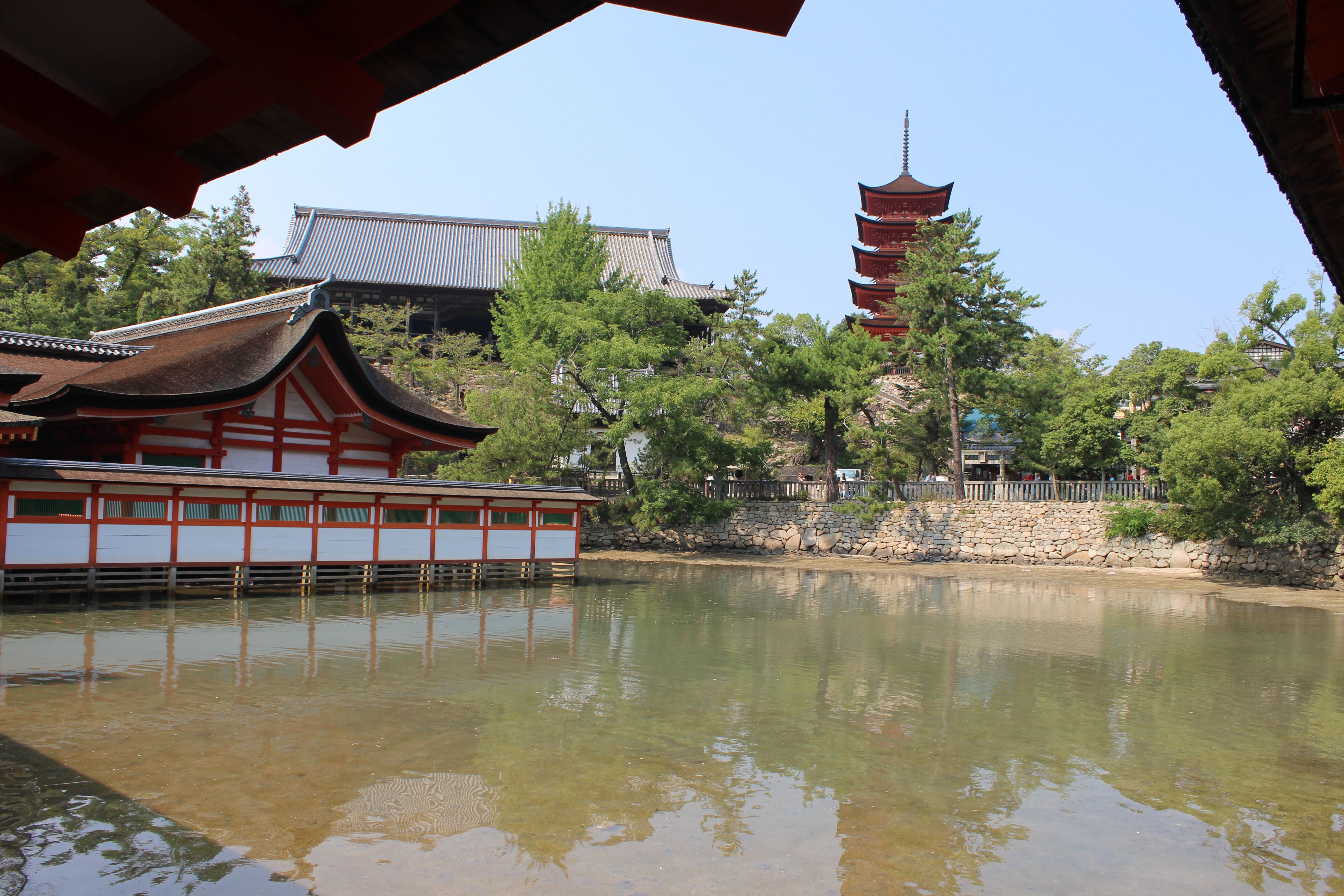 no people, reflection, miyajima, water, outdoors, religion, tree, lake, place of worship, waterfront, building, japan, itsukushima shinto shrine, building exterior, HD Wallpaper