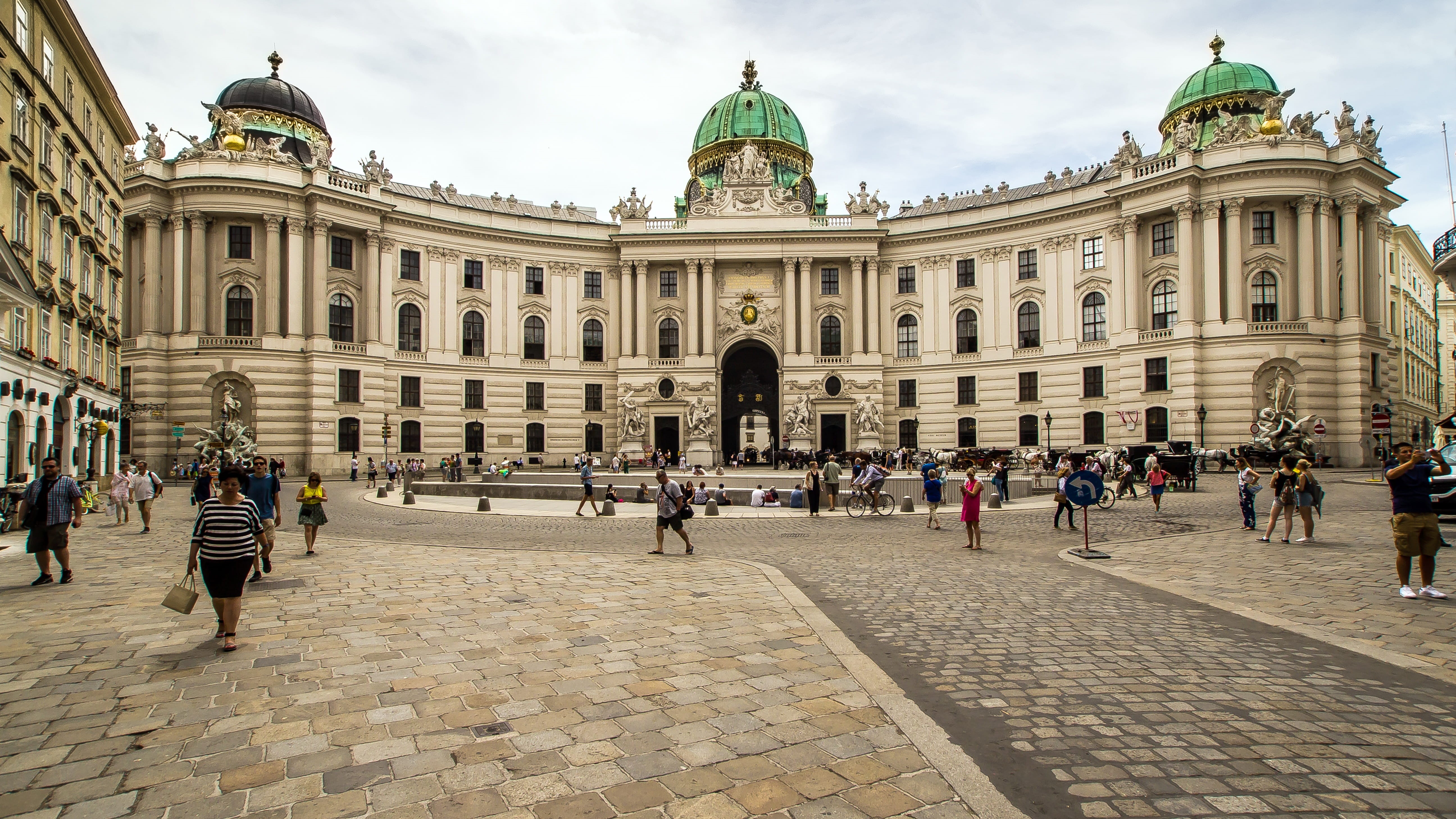 paving stone, street, crowd, men, travel, outdoors, history, michaelertrakt, urban Scene, building Exterior, vienna, group of people, built Structure, tourism, HD Wallpaper