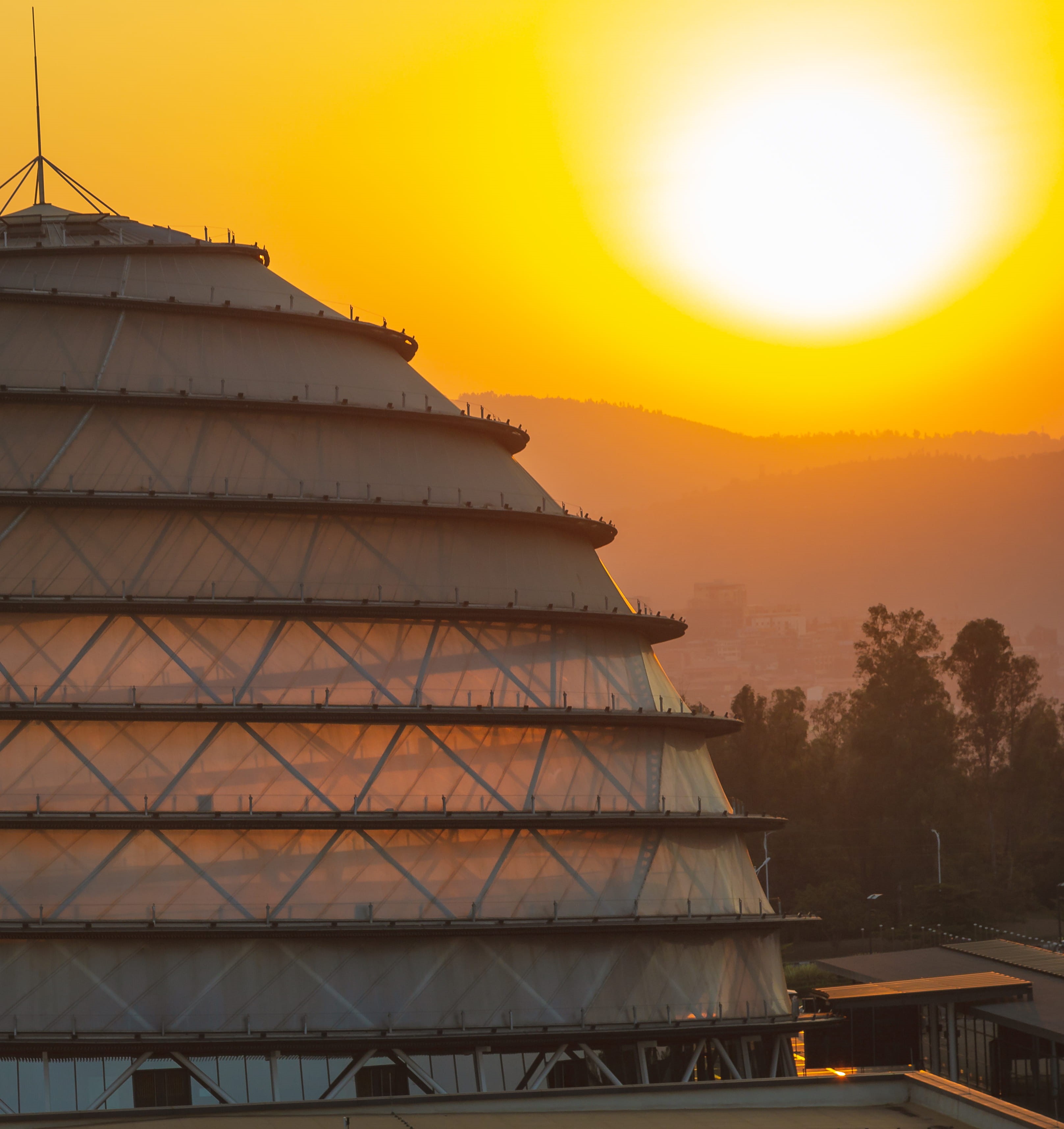 outdoors, building, 64waves, place of worship, sun, nature, roof, city, built structure, sky, spirituality, religion, architecture, rwanda, 2K, landscape, Phone HD Wallpaper