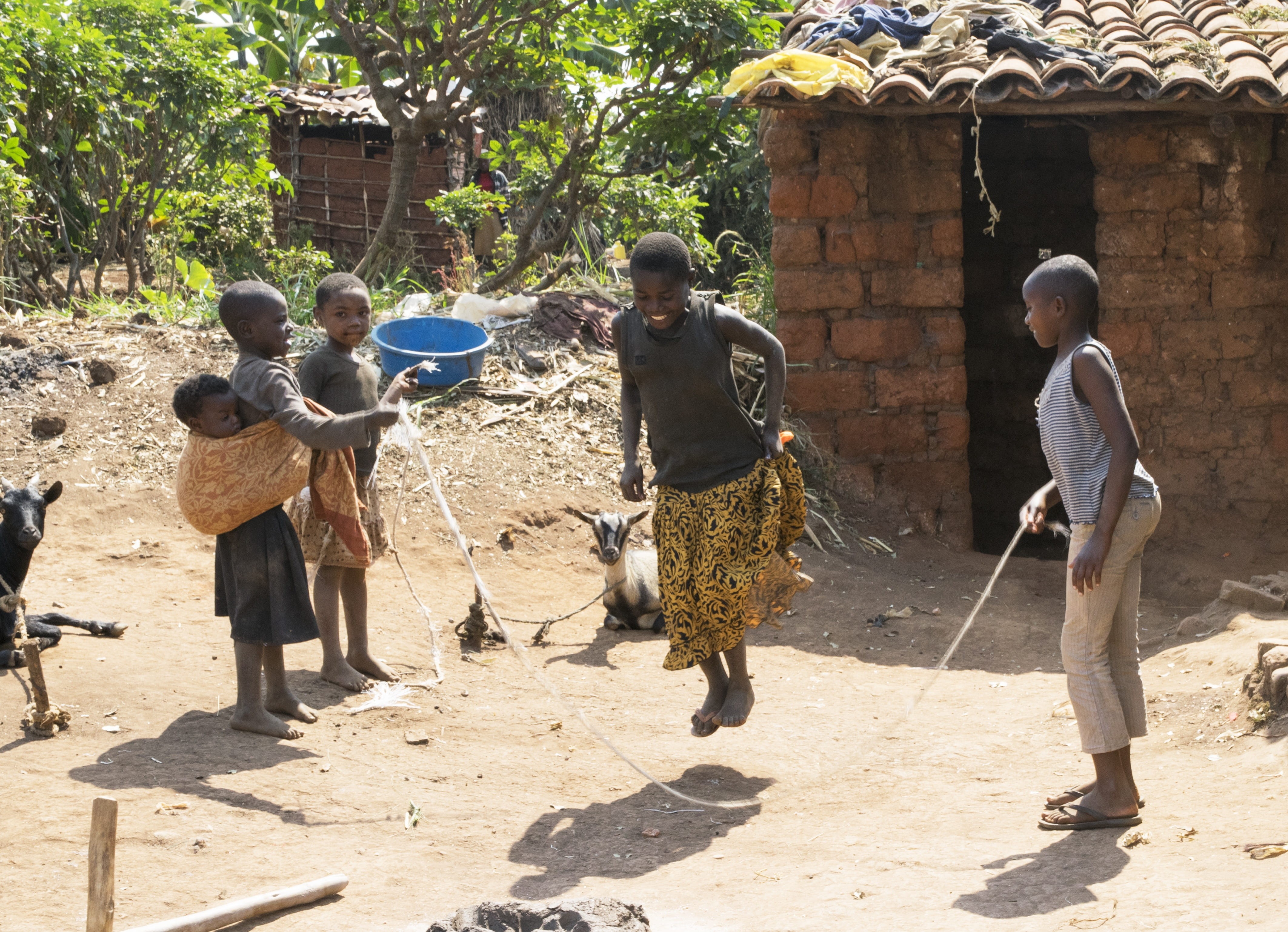 africa, jump, sunlight, architecture, games, girls, people, 4K, tree, full length, outdoors, group of people, lifestyles, shadow, building, rwanda, casual clothing, HD Wallpaper