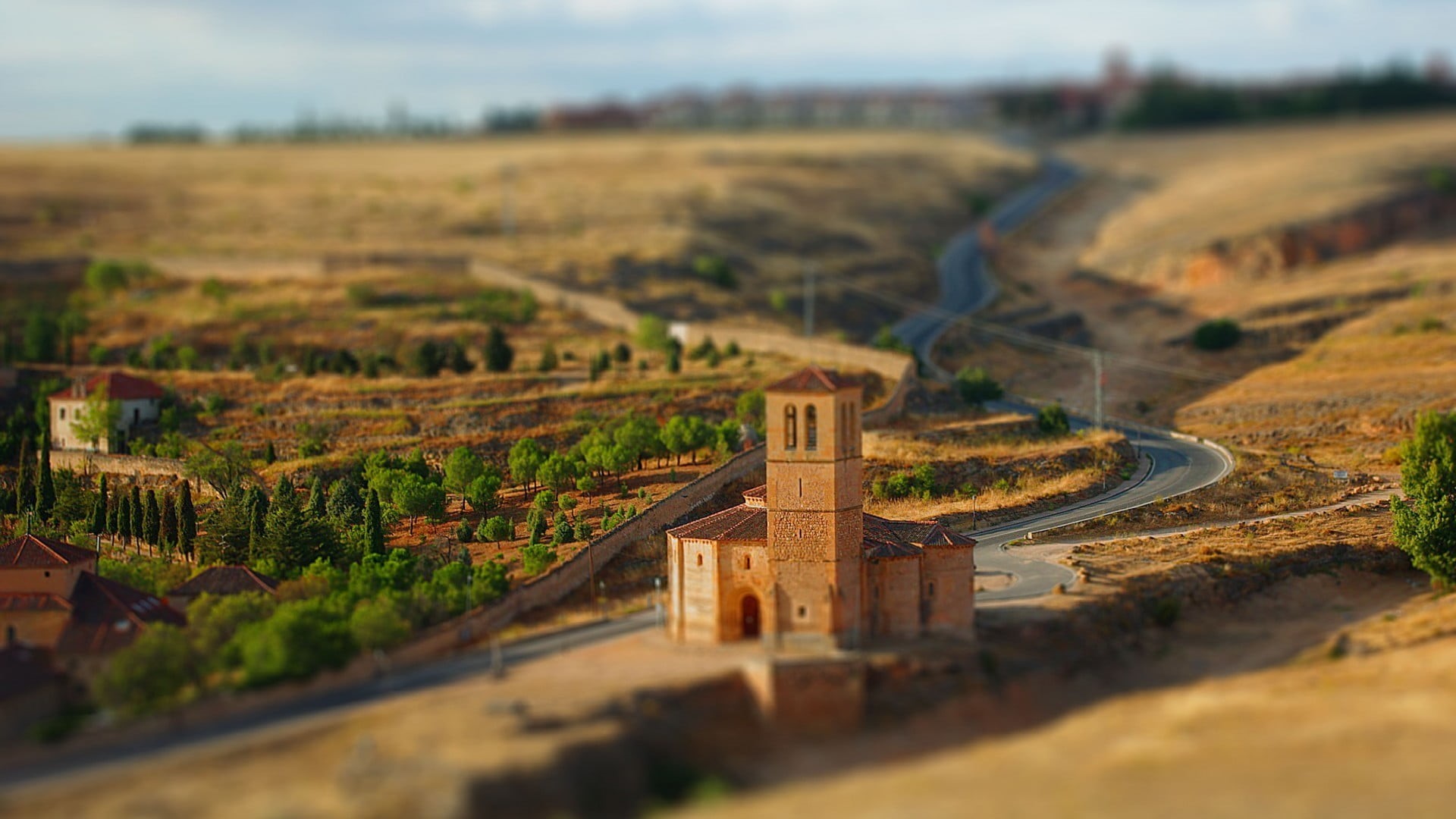 1080P, built Structure, agriculture, model, day, travel, tilt-shift, landscaped, aerial View, europe, green Color, nature, old, tower, tilt shift, connection, HD Wallpaper