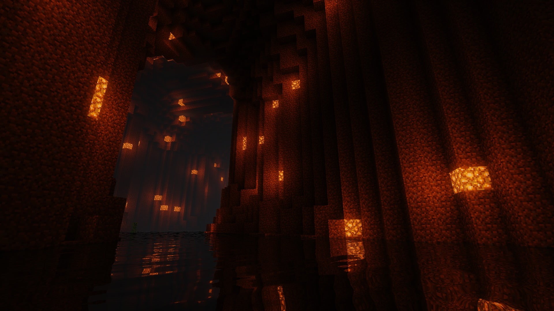 Minecraft, concrete, architecture, indoors, hanging, stage, built structure, city, lighting equipment, dark, light - natural phenomenon, illuminated, 1080P, HD Wallpaper