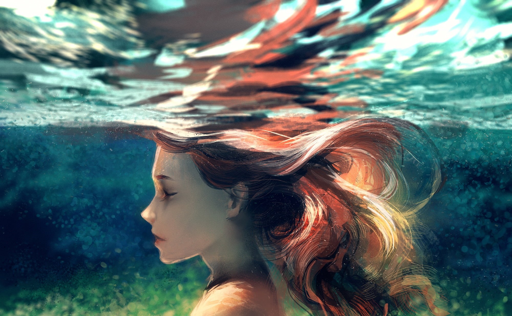 1080P, under water, by yuumei, girl, HD Wallpaper