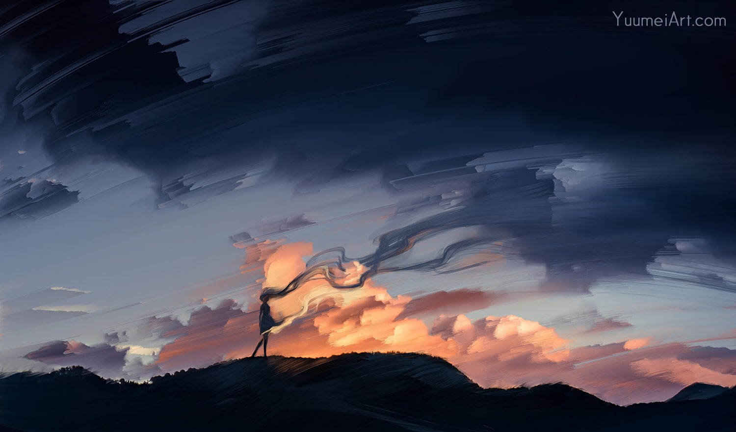 Yuumei, 720P, sky, women, HD Wallpaper