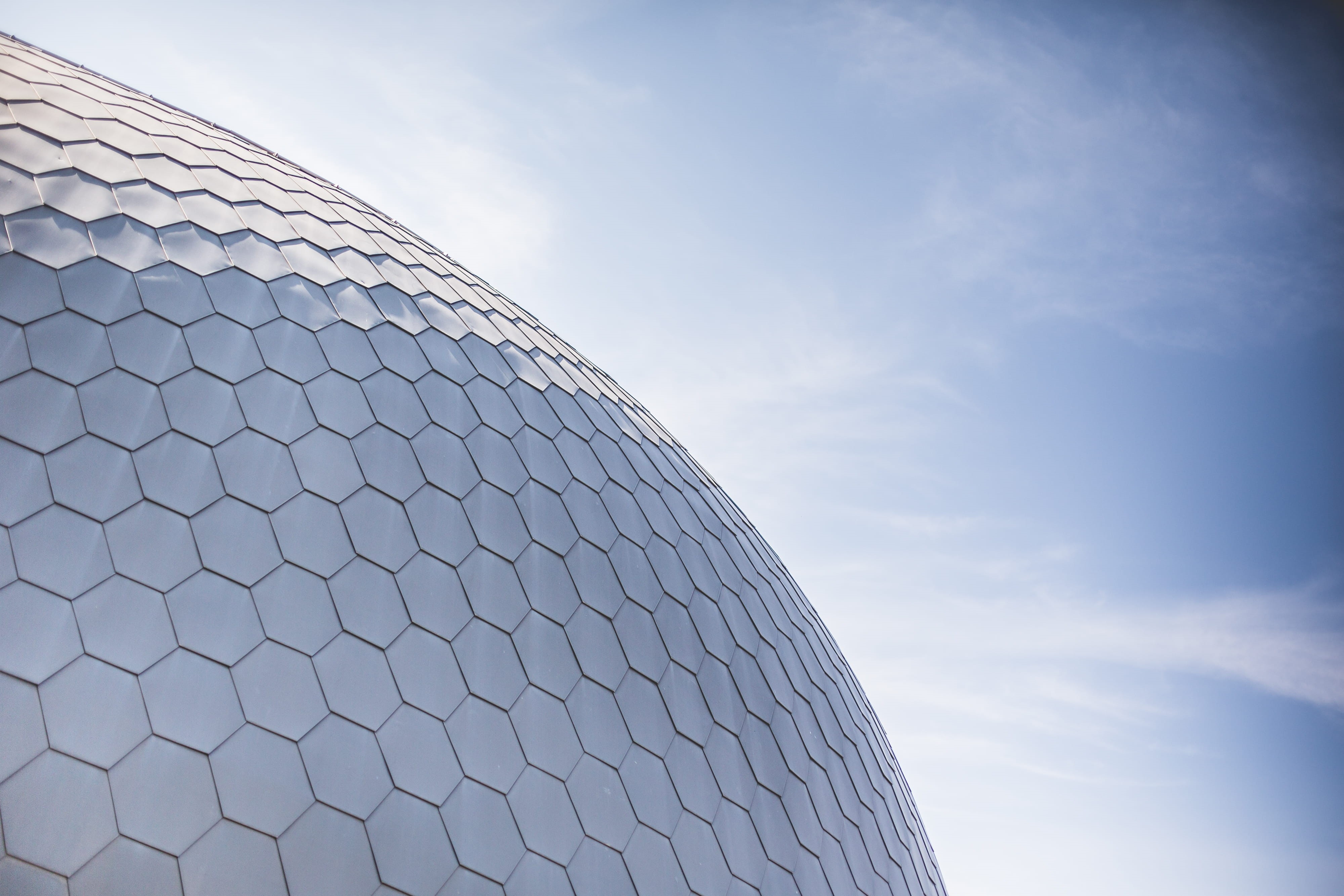 simple, Design, built Structure, business, cloud - sky, outdoors, geometric shape, shape, minimalism, 4K, top, travel destinations, Blue Sky, no people, HD Wallpaper