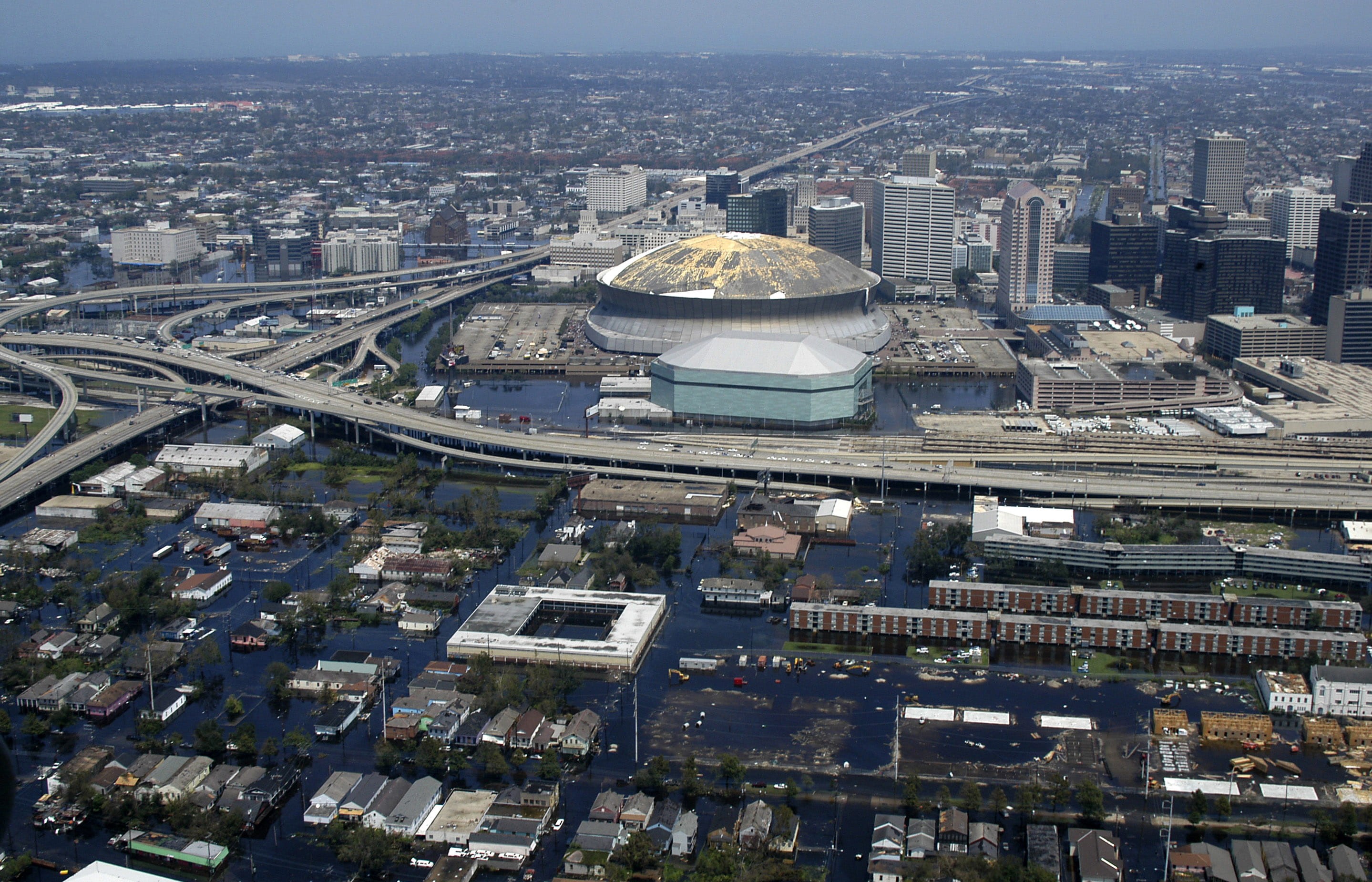 settlement, Aerial view, transportation, bridge - man made structure, building exterior, Louisiana, aerial, travel, high angle view, United States, building, HD Wallpaper