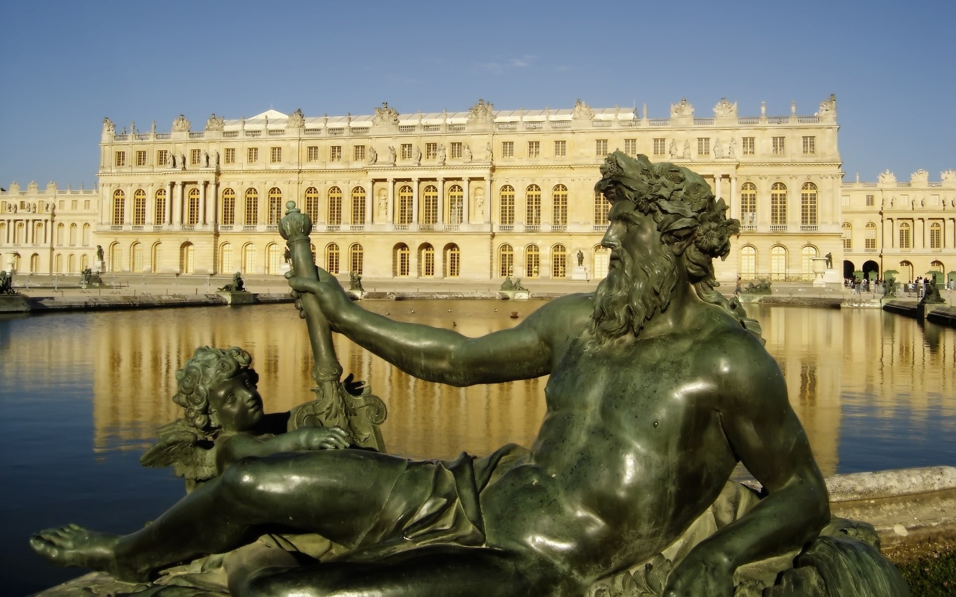 1080P, palace, poseidon, versailles, figurine, HD Wallpaper