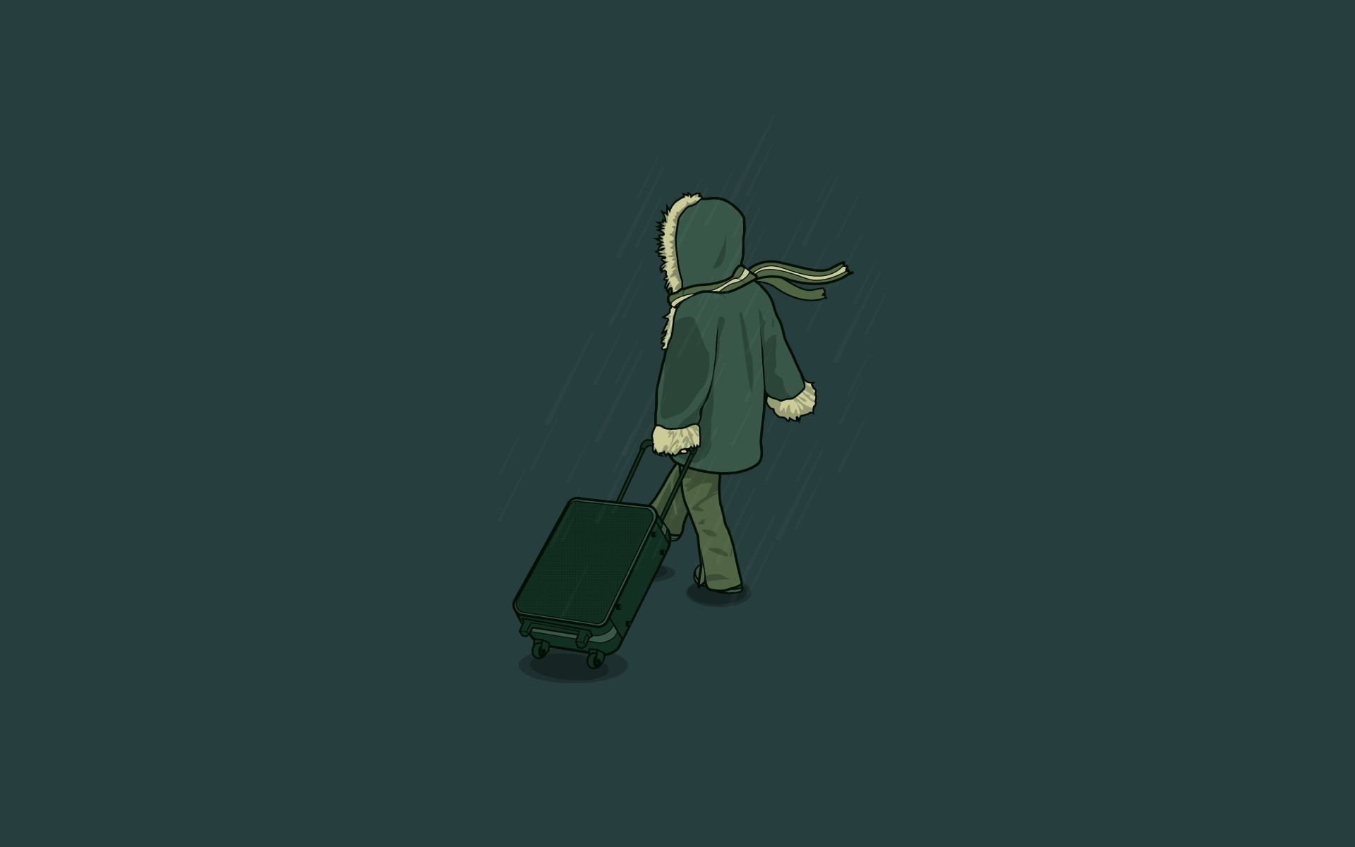 jacket, holding, women, hanging, person, one Person, backgrounds, equipment, people, winter, luggage, ideas, bag, cartoon, green color, metal, characters, HD Wallpaper
