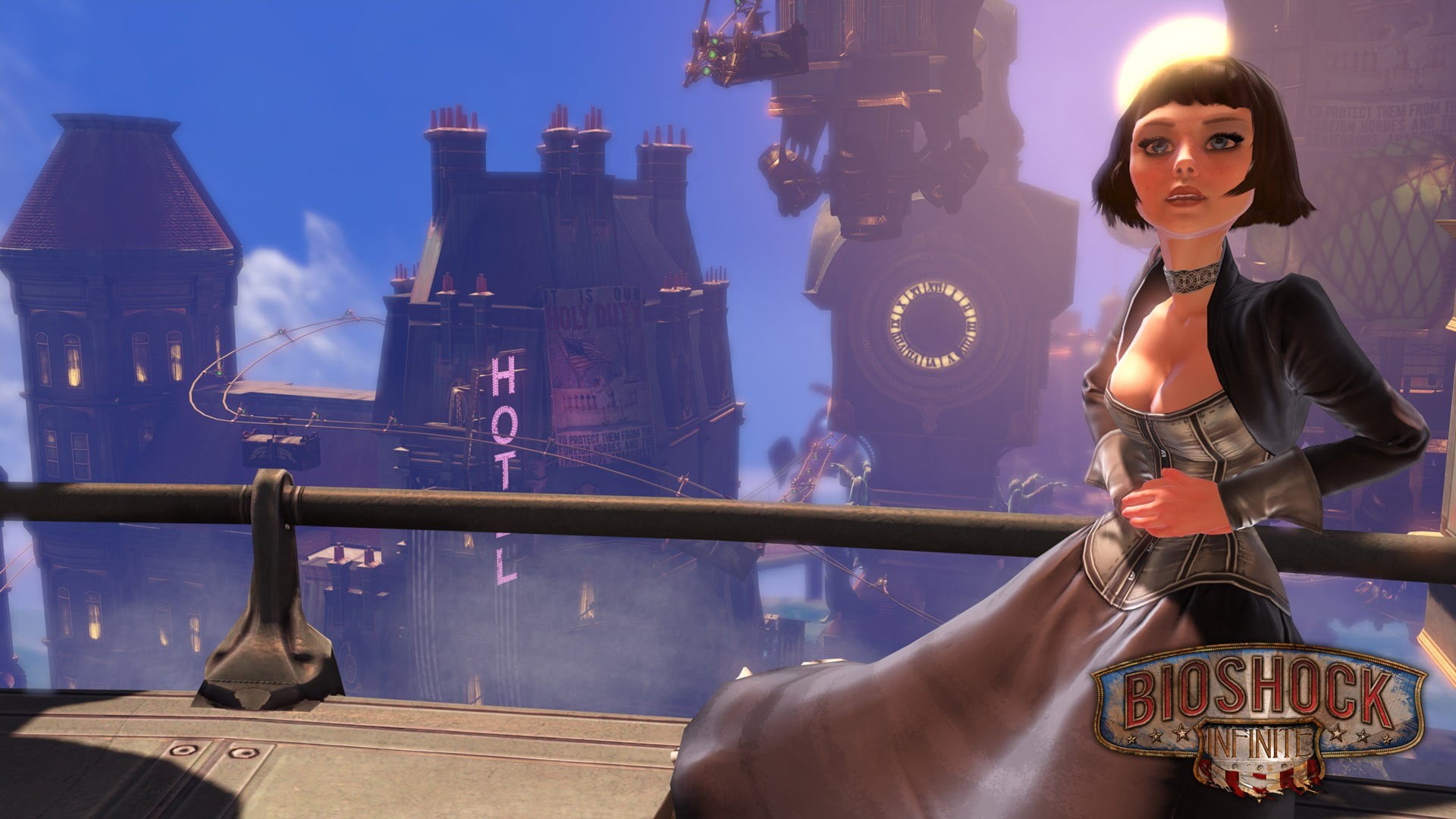 building exterior, young adult, beautiful woman, architecture, one person, clothing, looking at camera, built structure, BioShock Infinite, young women, HD Wallpaper