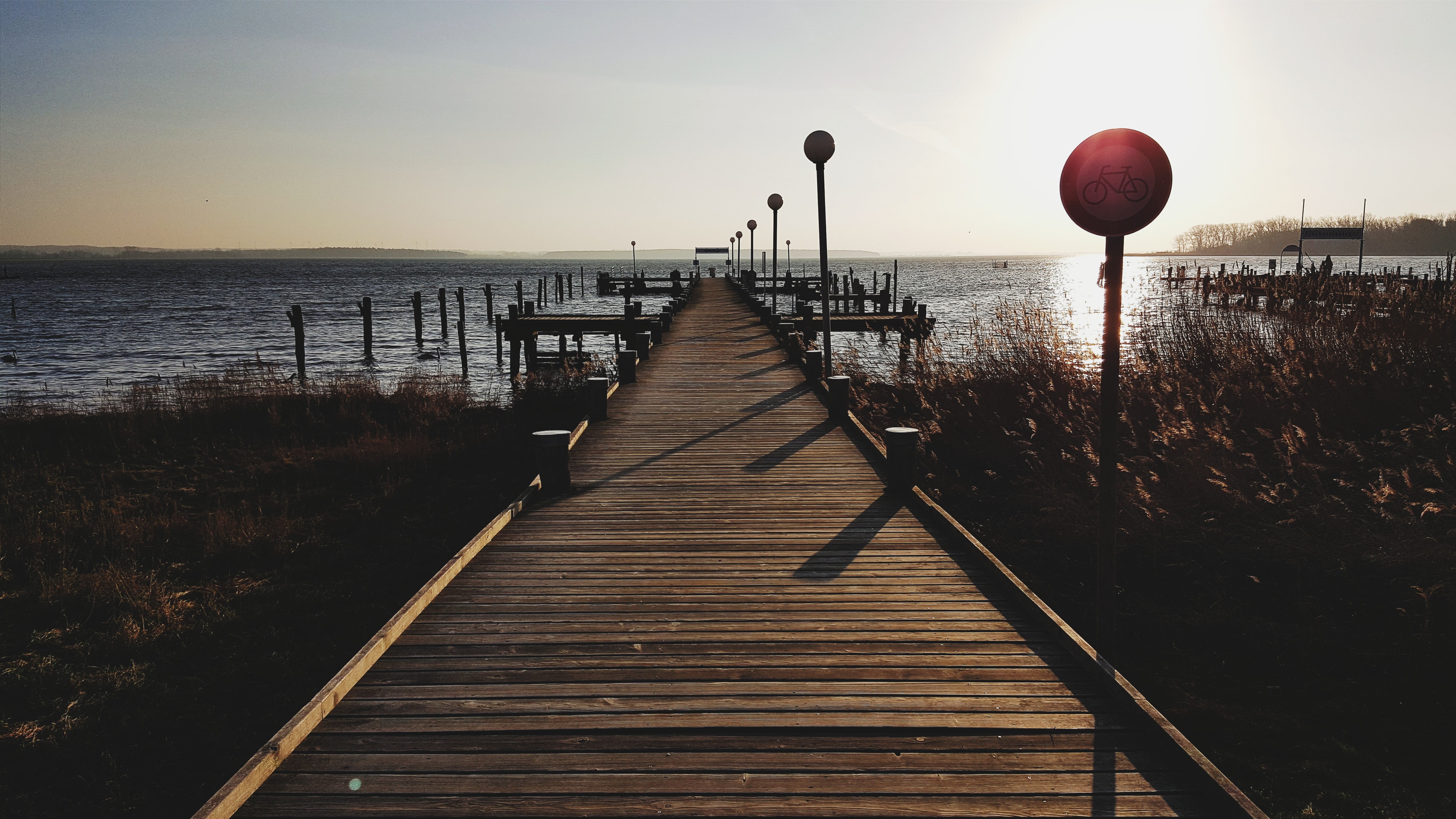dock, the way forward, sea, railing, outdoors, water, beach, sunrise, nature, wood - material, built structure, tranquility, scenics - nature, landscape, HD Wallpaper