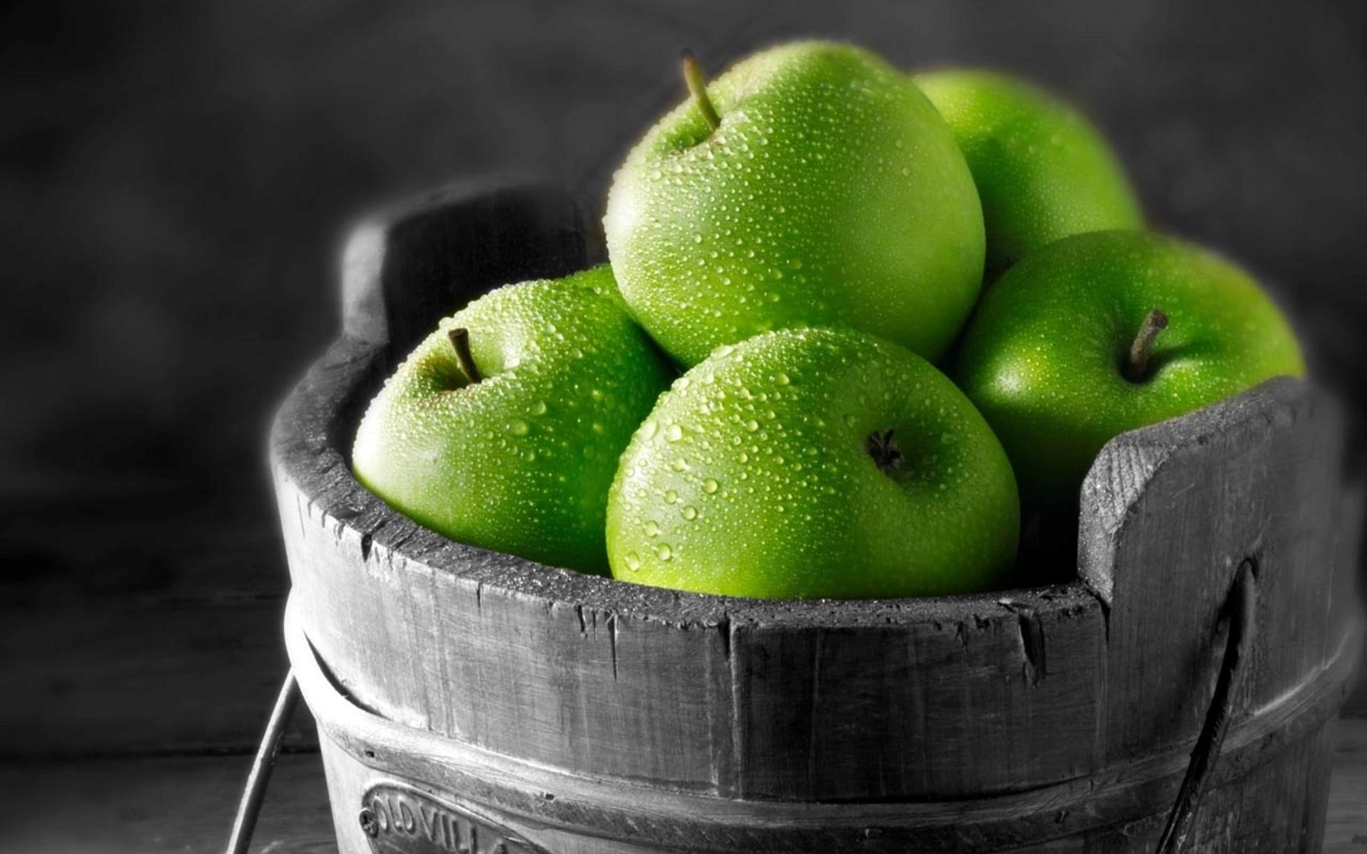 white, apple, photography, apples, backgroud, 3d and abstract, green, black, 1080P, fruits, 3d, basket, HD Wallpaper