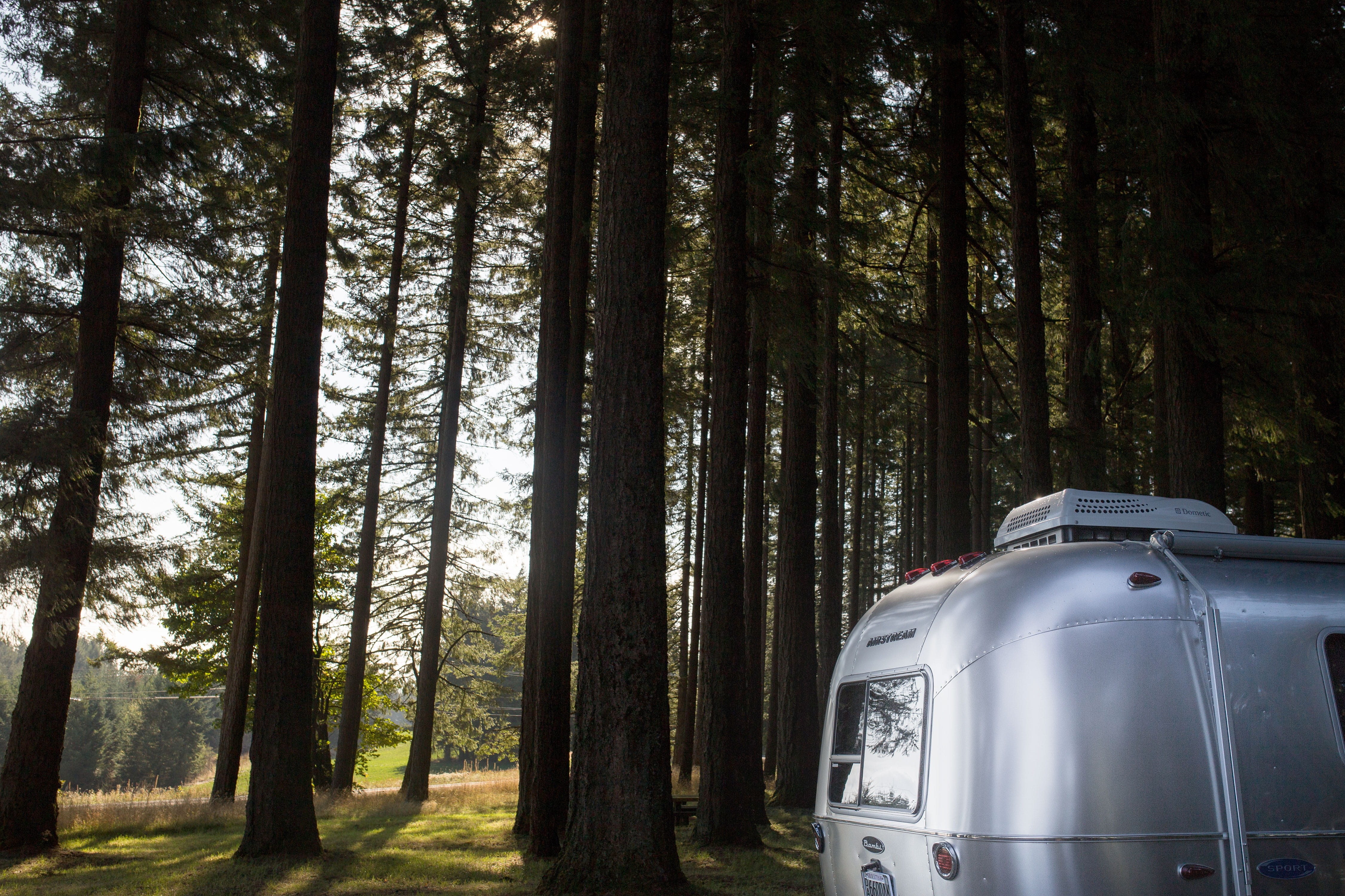 caravan, 4K, landscape, airstream sport, car, bambi, gray, journey, nature, outdoors, airstream bambi, trees, tree, tourism, mode of Transport, land Vehicle, HD Wallpaper