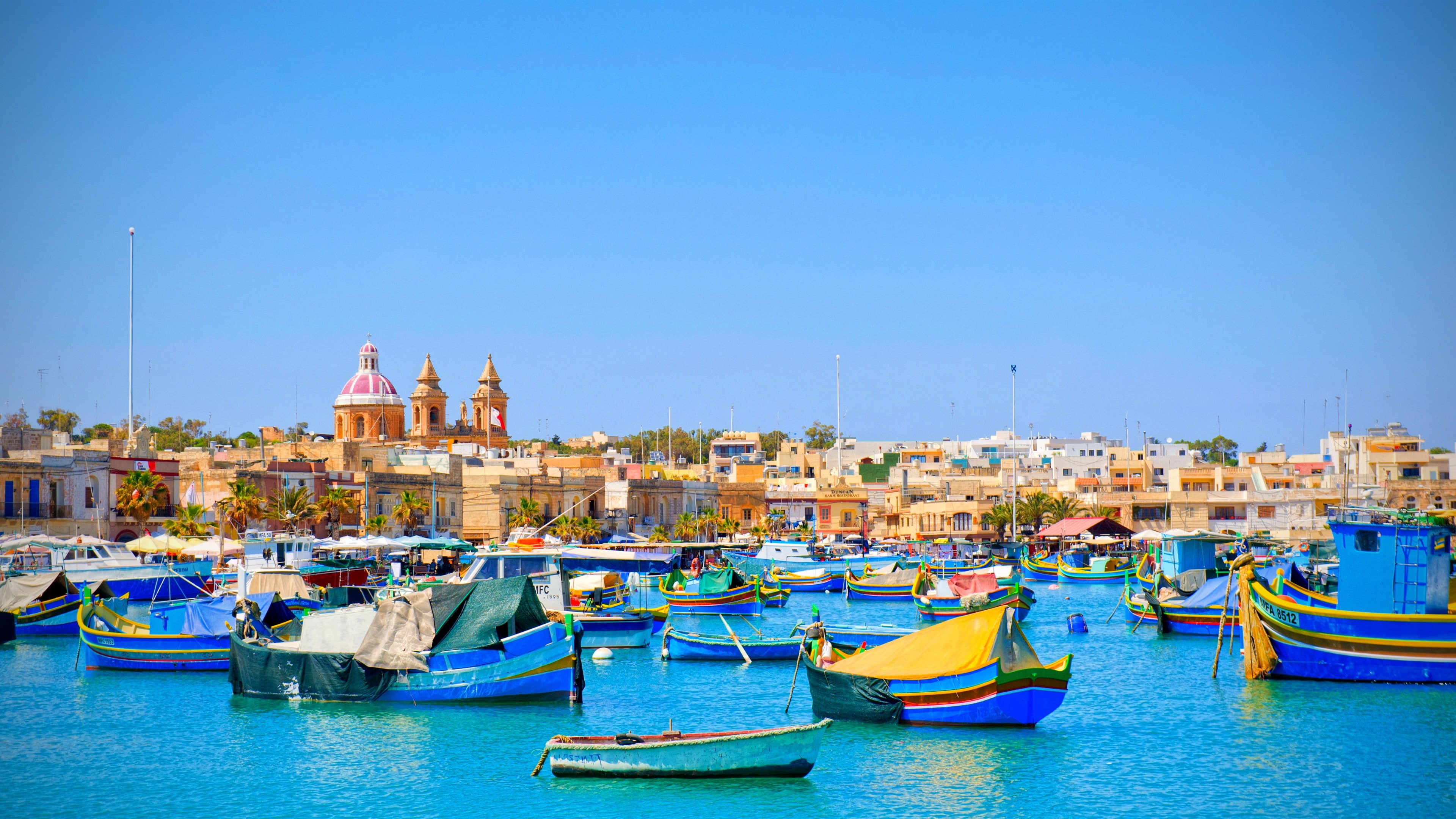 Houses, Sky, Blue, Malta, 4K, Boats, Place, Sea, Travel, HD Wallpaper