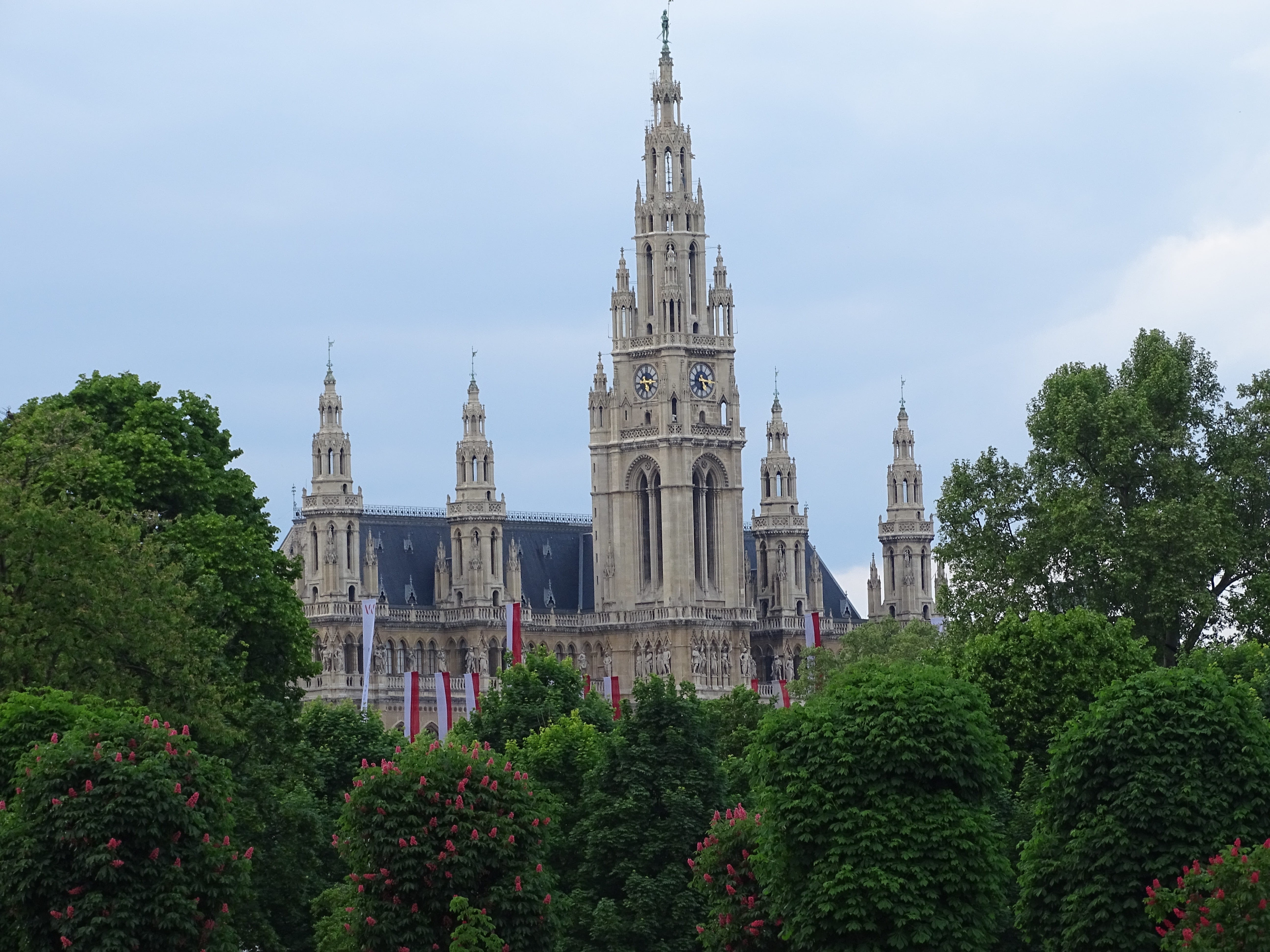 tower, tourism, building, austria, spire, wiener rathaus, nature, Vienna, growth, city hall vienna, Austria, 5K, church, the past, day, london - England, HD Wallpaper