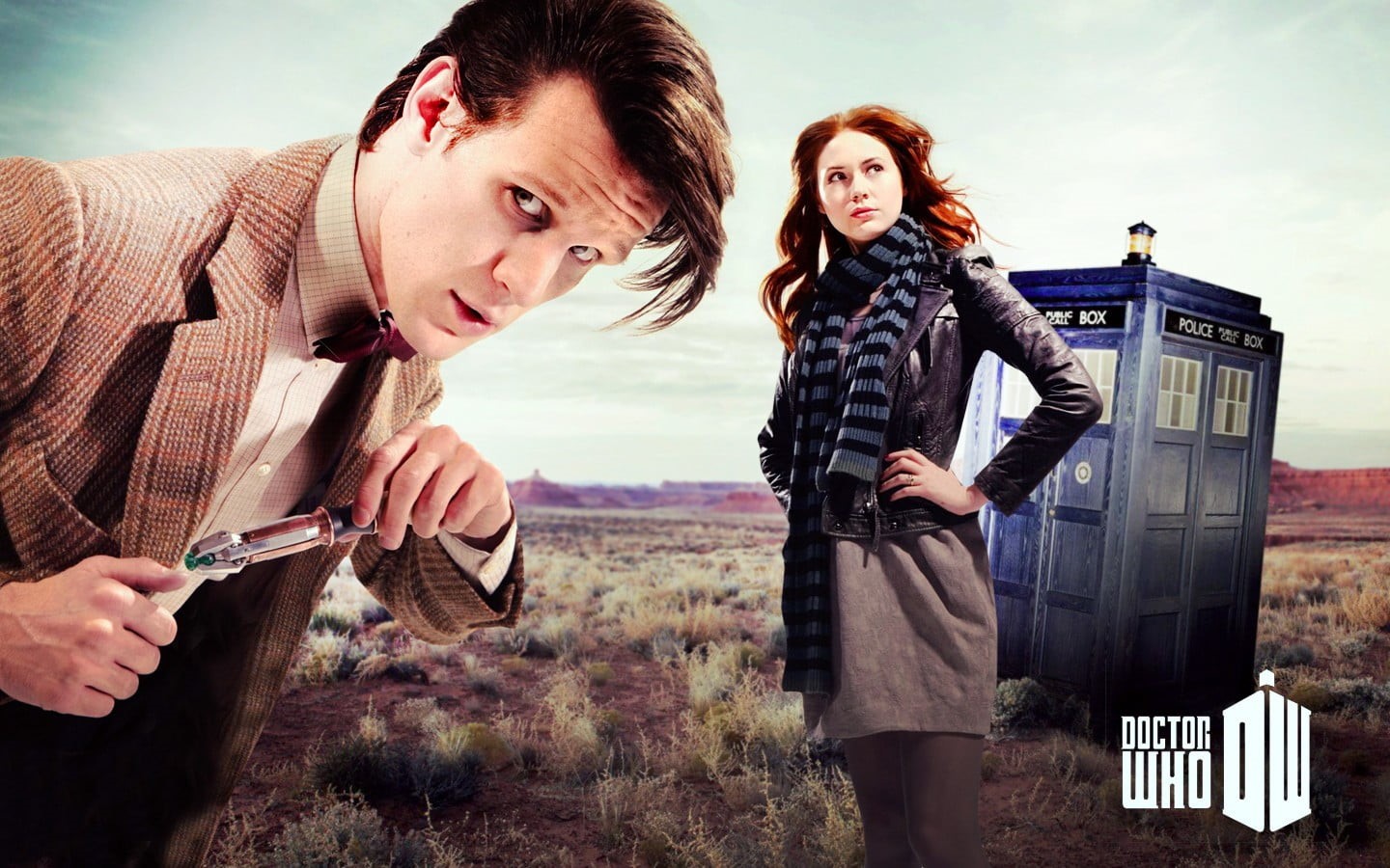 Amy Pond, Eleventh Doctor, portrait, young women, young adult, two people, outdoors, people, real people, adult, day, standing, poster, sky, young men, HD Wallpaper
