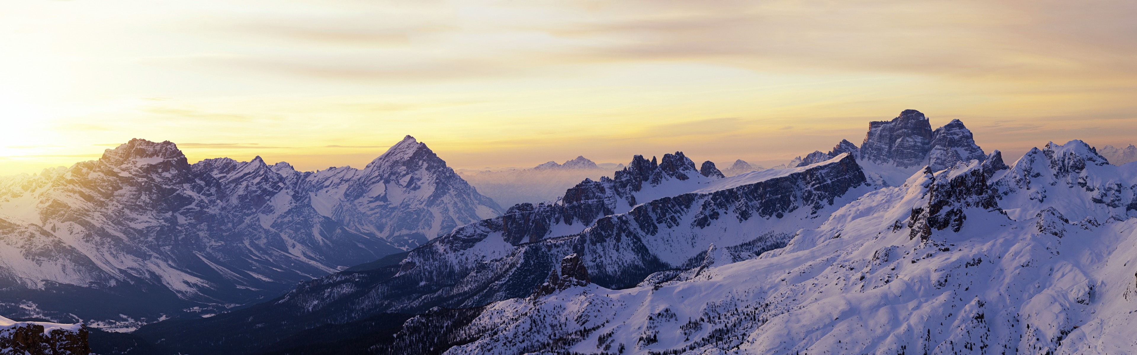covered, Snow, Dolomites, Sunrise, mountian, Winter, 4K, Italy, HD Wallpaper