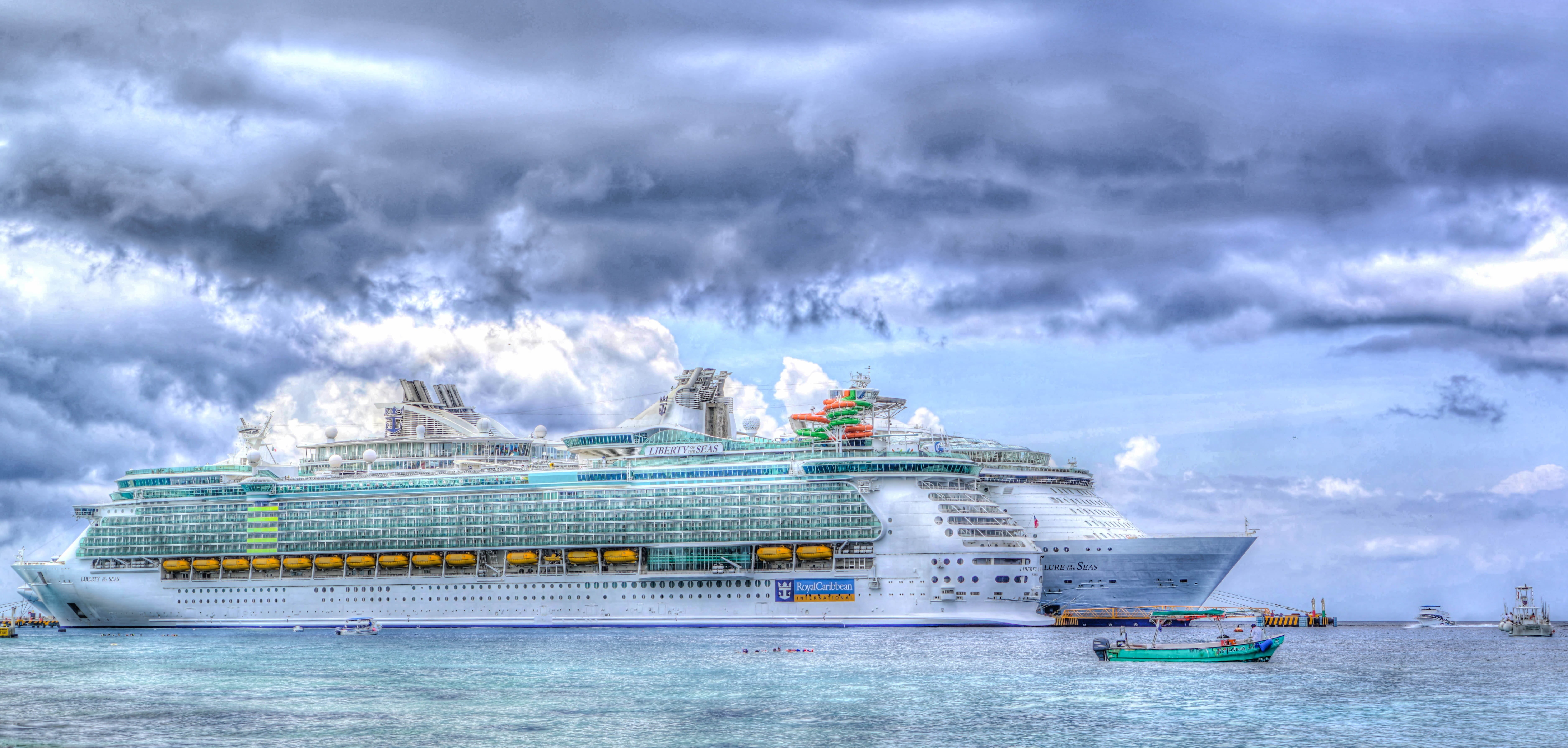 mode of transportation, sky, vacations, clouds caribbean, nature, holiday, passenger Ship, blue, water, white, transportation, travel, passenger craft, HD Wallpaper