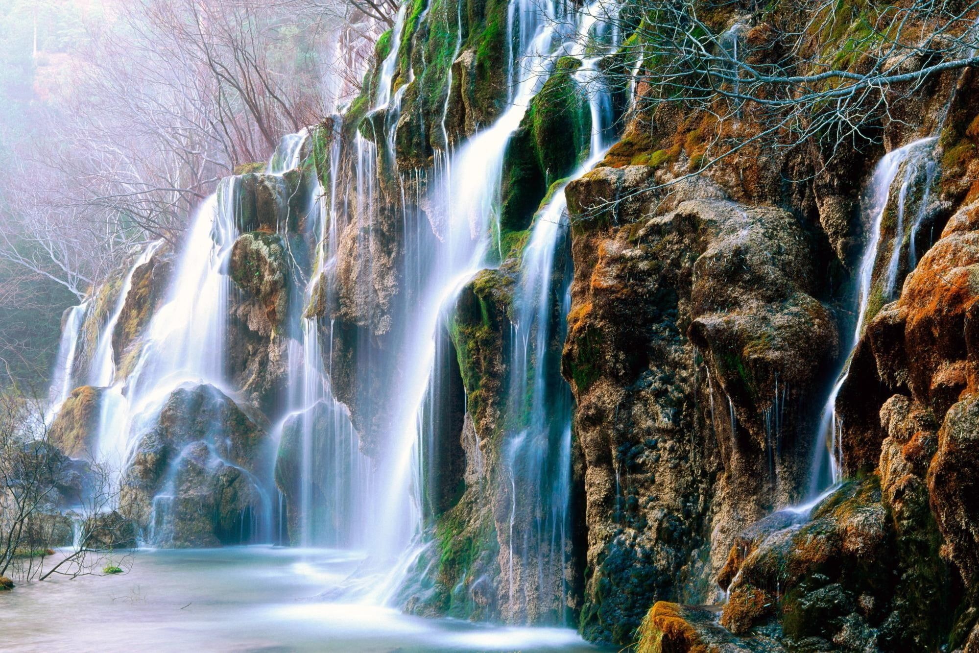nature, waterfalls, waterfall, mountains, 3d and abstract, watercourse, water, 1080P, HD Wallpaper