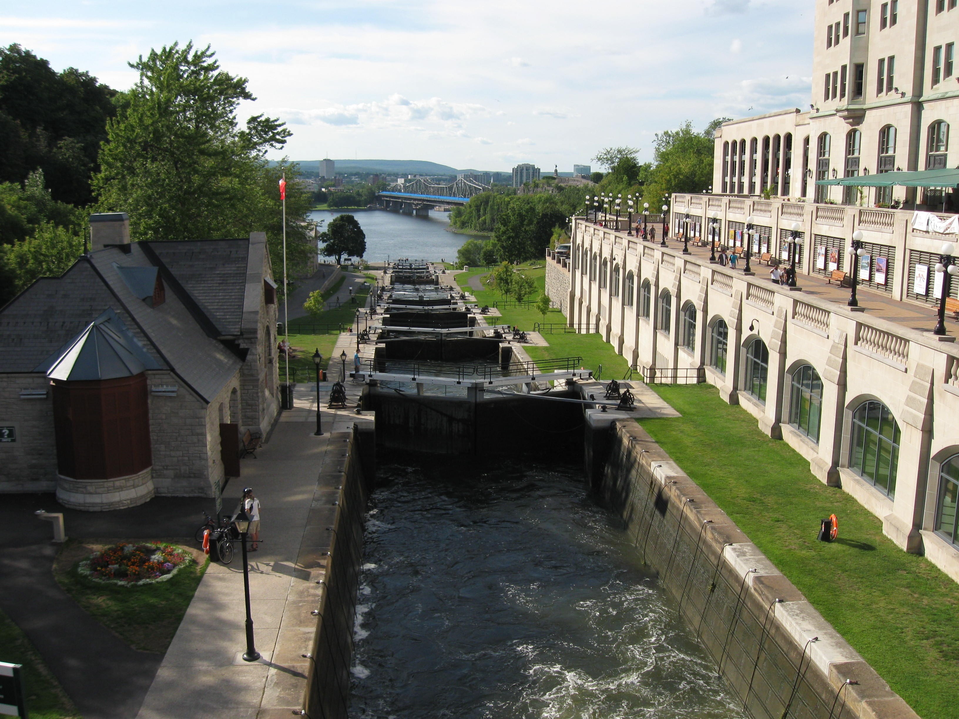 locks, sunlight, 2K, destinations, transport, infrastructure, trip, structural, transportation, tree, mode of transportation, ottawa, day, transit, access, HD Wallpaper