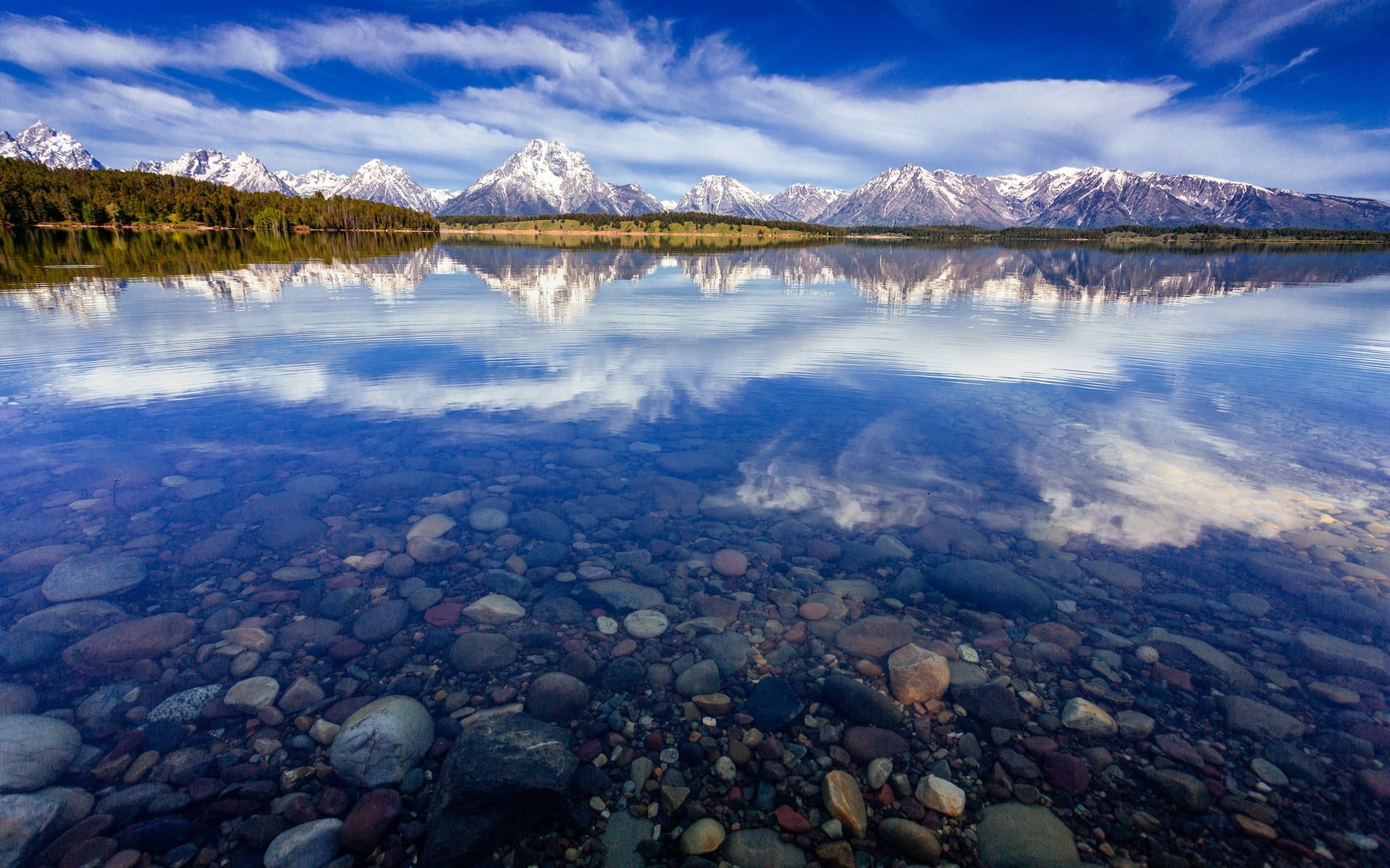 Jackson, Teton, white, lot, Grand, Wyoming, National, 1080P, Park, black, USA, Reflection, brown, Water, stone, Lake, HD Wallpaper