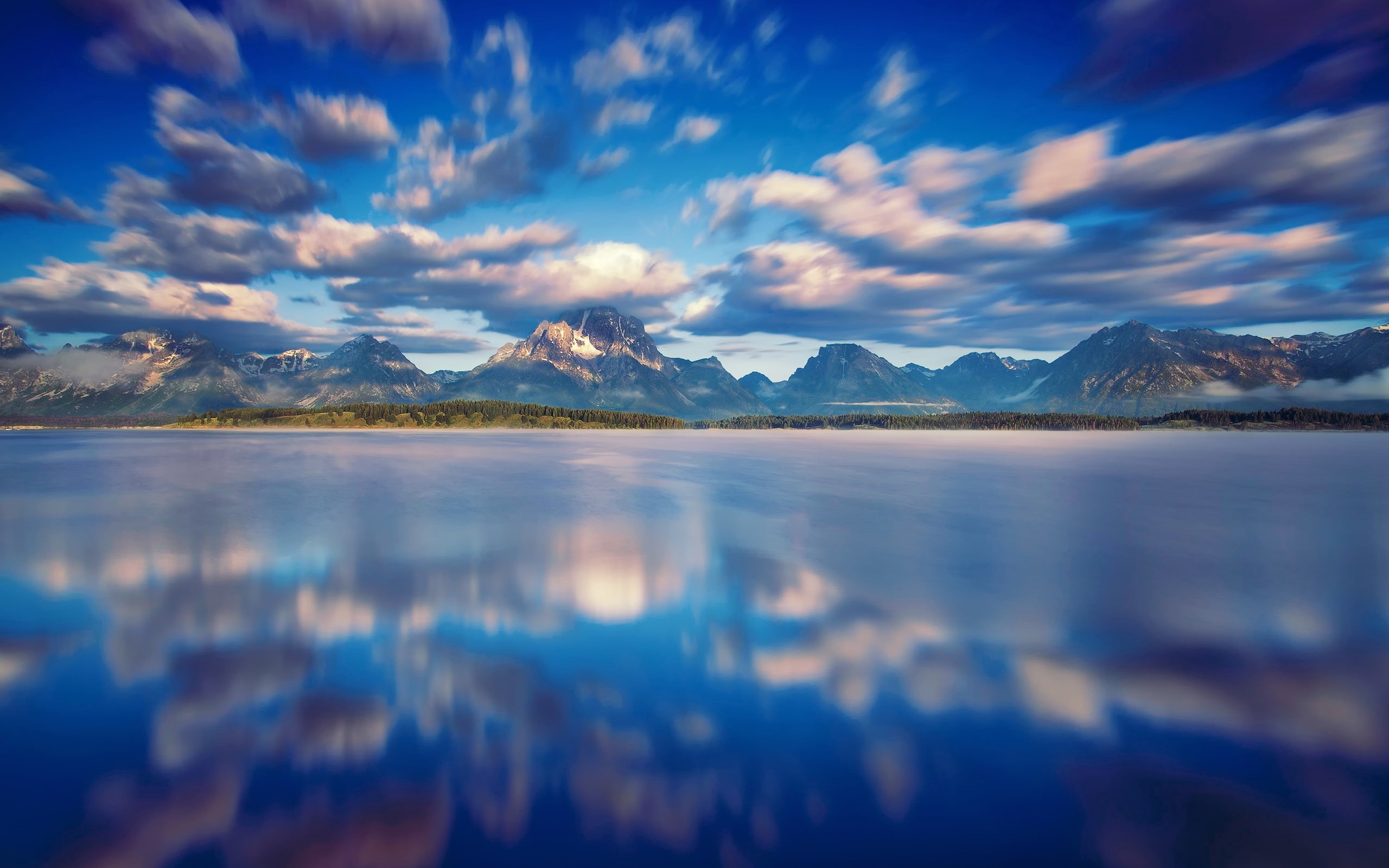 Clouds, Mountains, 2K, Teton, Blue, Lake, Grand, Jackson, Sky, National, Park, Water, HD Wallpaper