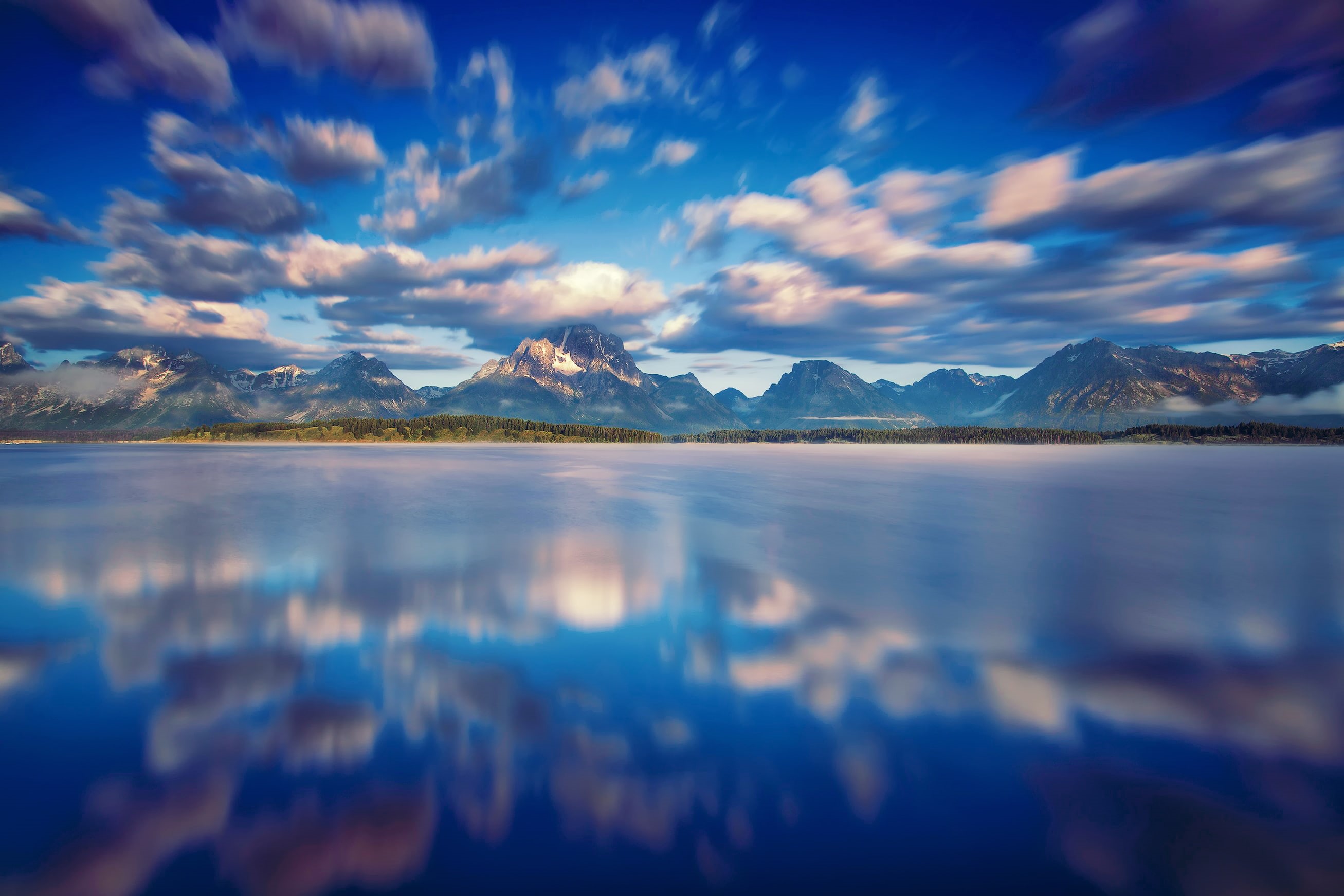 Grand Teton National Park, USA, Jackson Lake, 2K, Sky reflections, HD Wallpaper