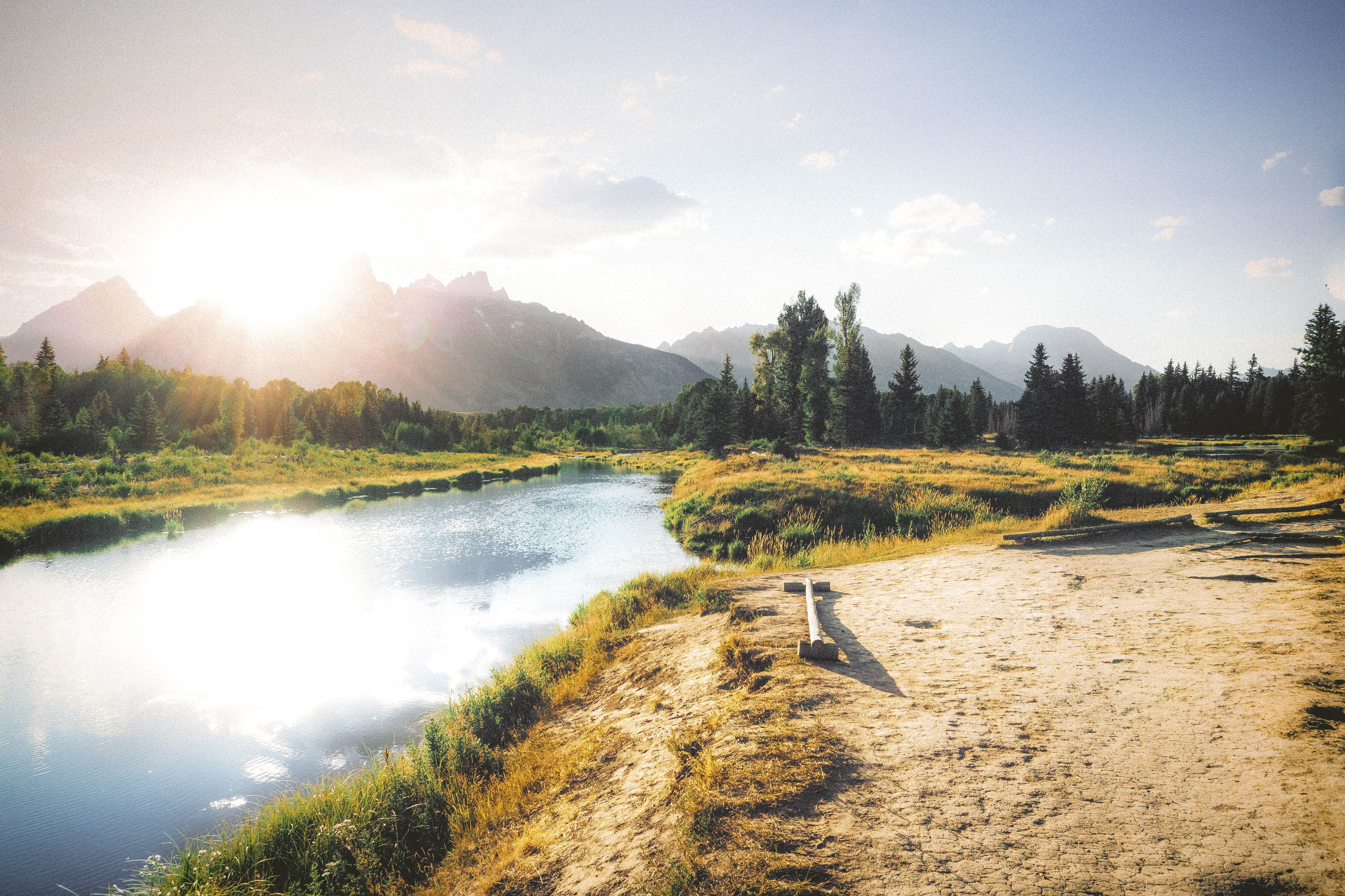 sunset, water, united states, cloud - sky, non-urban scene, lake, tranquil scene, sky, tree, grand tetons, beauty in nature, jackson hole, landscape, wyoming, HD Wallpaper