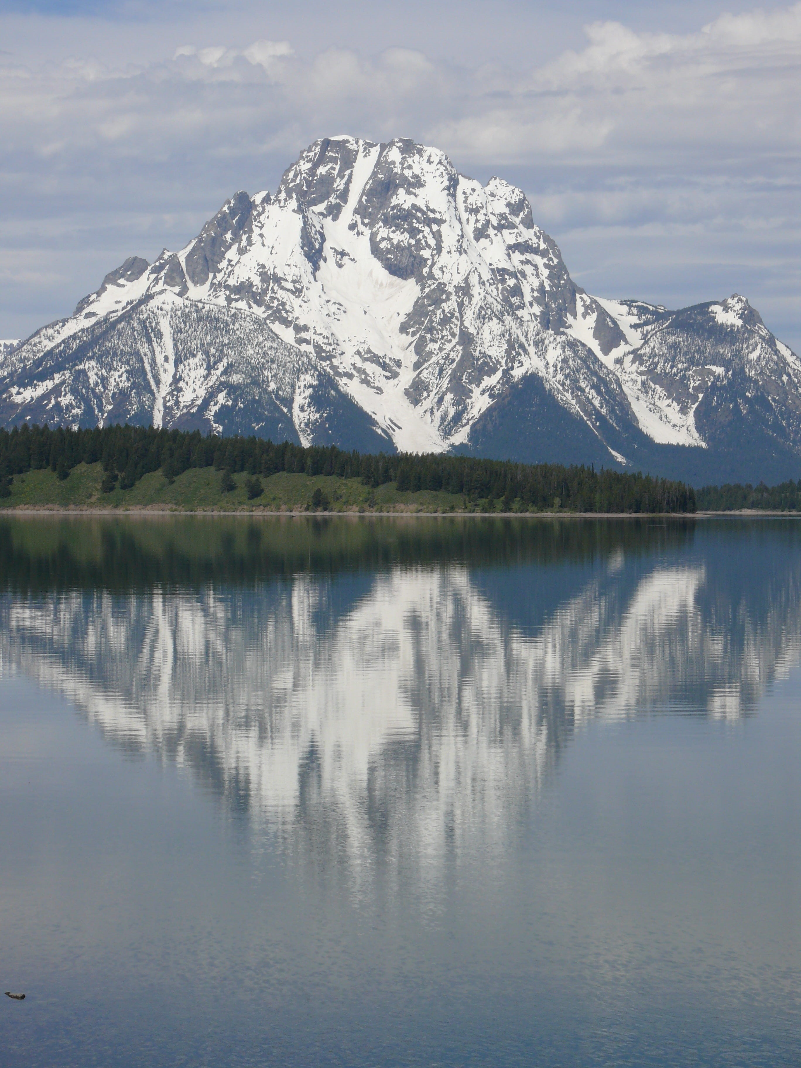 mountain peak, reflection, cold temperature, tranquil scene, cloud - sky, Mountains, grand teton, no people, mountain range, mountain, formation, outdoors, Phone HD Wallpaper
