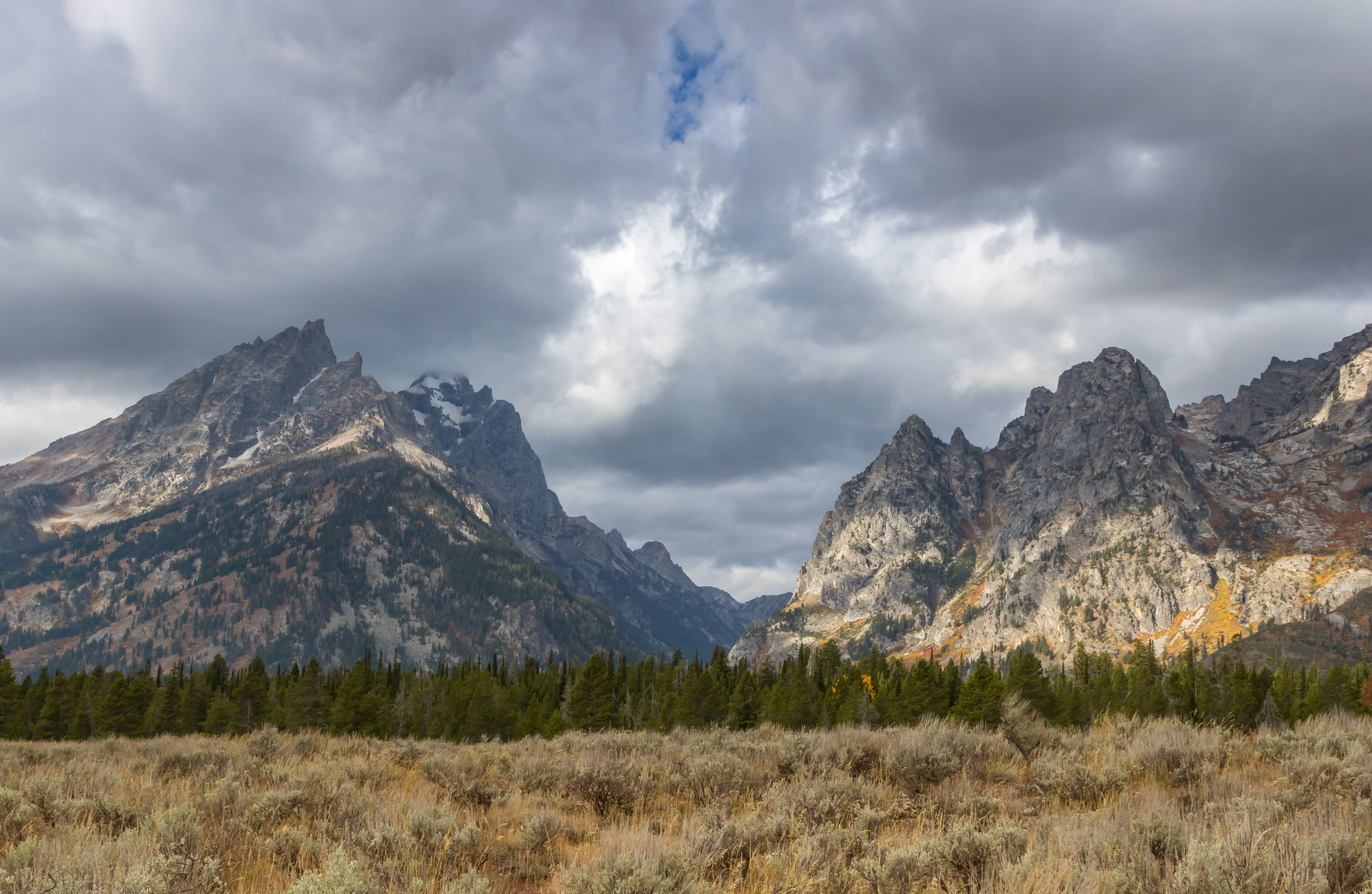 tranquil scene, 5K, mountain range, nature, cloud - sky, environment, mountain, formation, travel, crest, outdoors, scenics - nature, grand teton, flora, HD Wallpaper