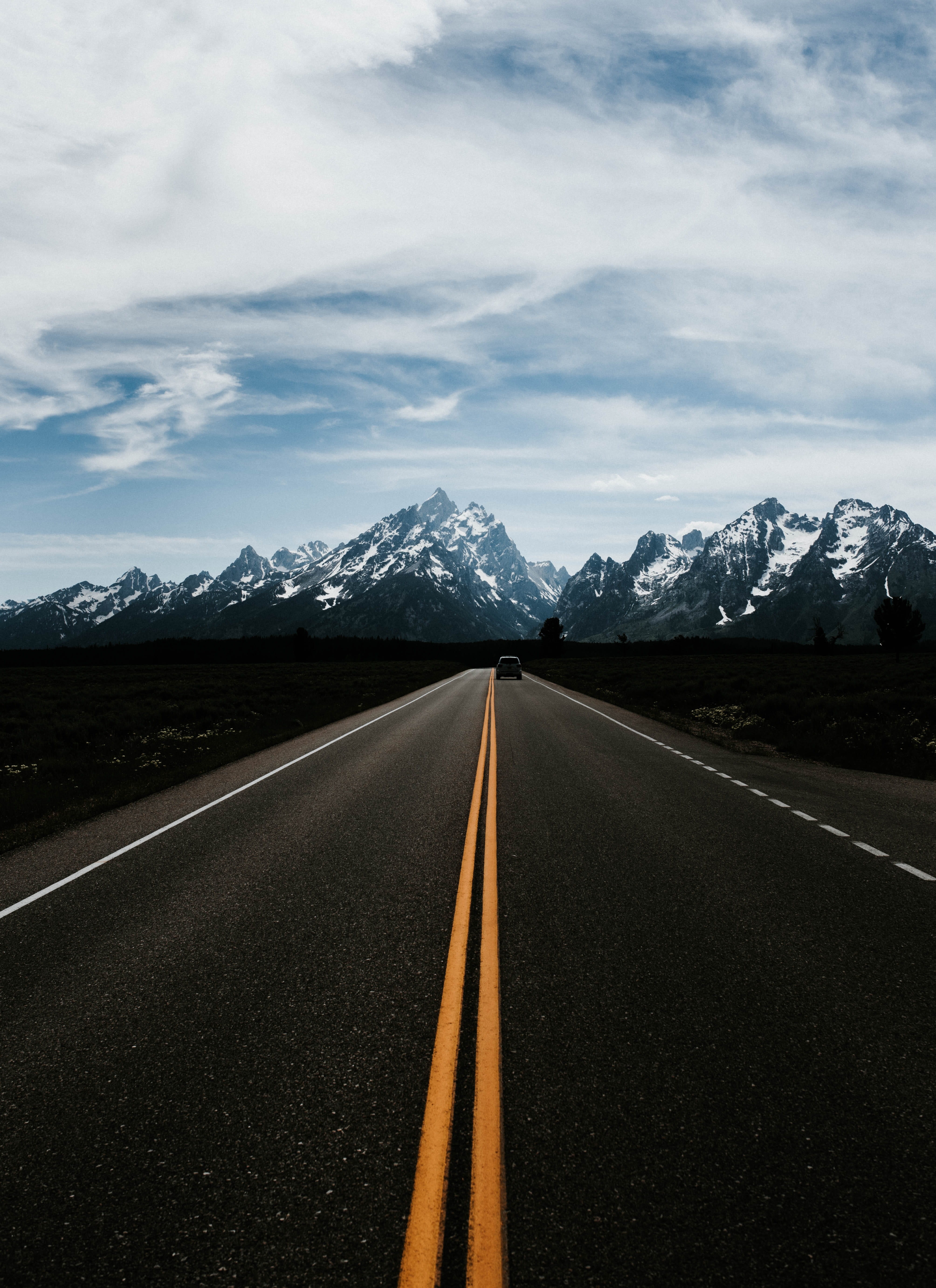 straight, direction, grand teton, marking, near, mountain, blue, beauty in nature, scenics - nature, skies, mountains, mountain range, sky, explore, leading, Phone HD Wallpaper