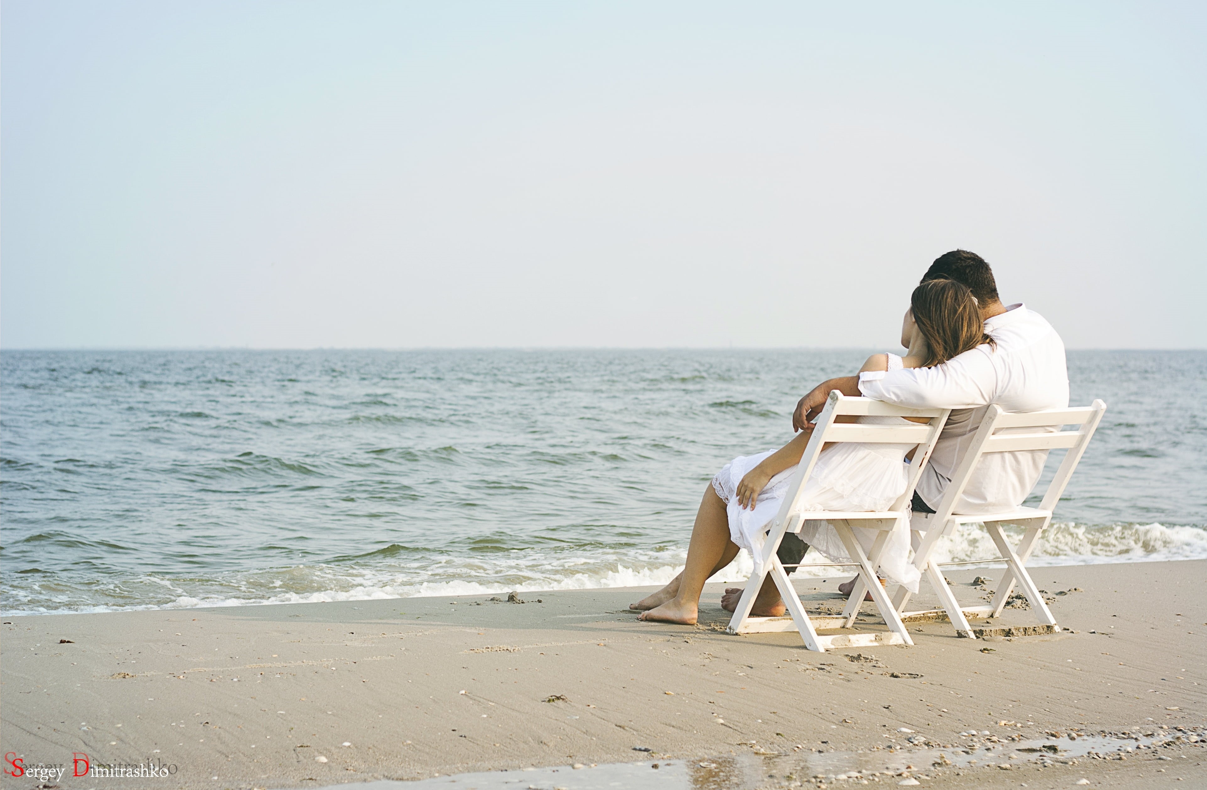 day, folding, couple - Relationship, beauty, people, vacations, white, coastline, wooden, love, beach, rear View, females, relaxation, sunlight, leisure Activity, HD Wallpaper