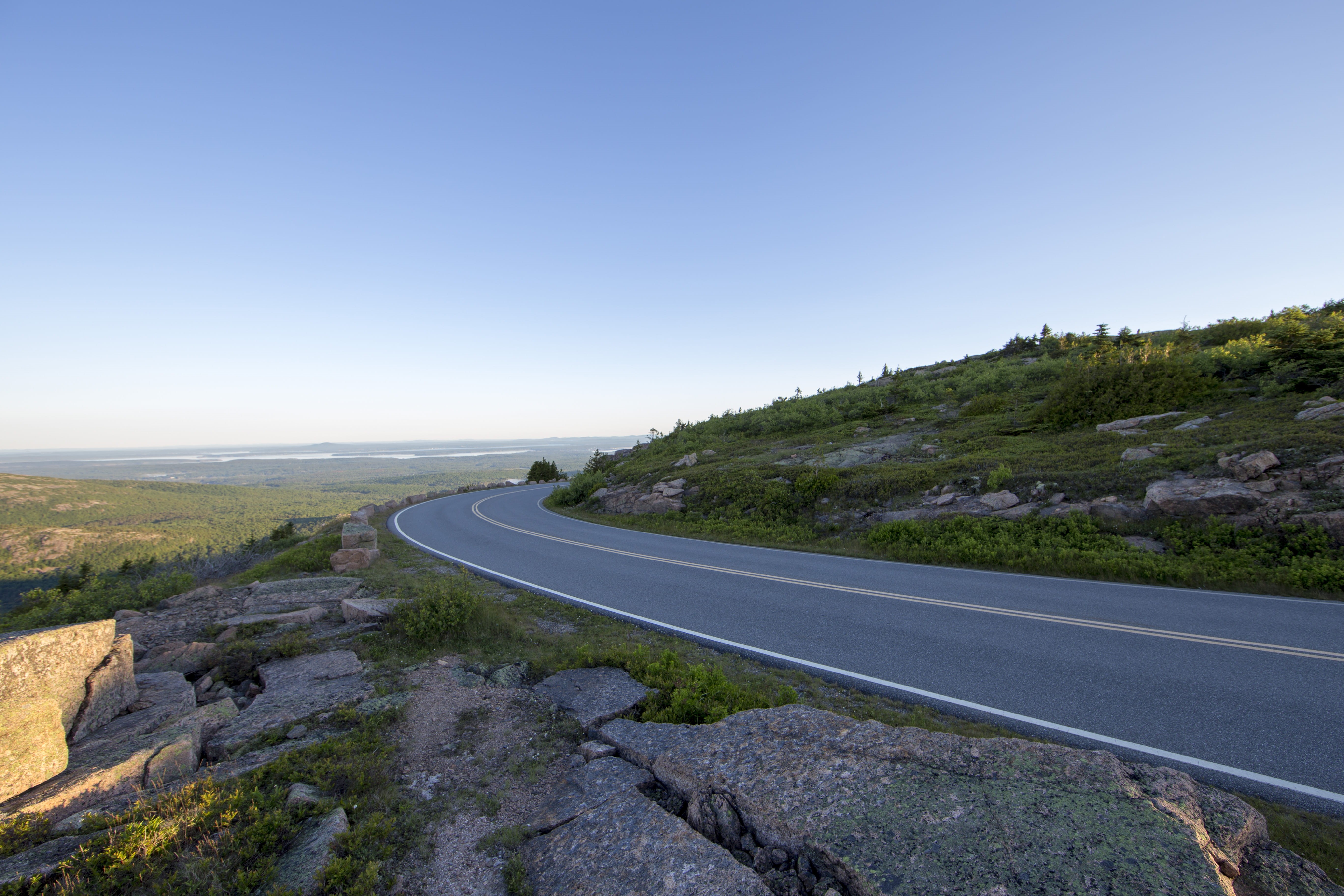 copy space, water, beauty in nature, bar harbor, mountain road, sky, tranquil scene, tranquility, no people, direction, road, winding road, outdoors, nature, HD Wallpaper