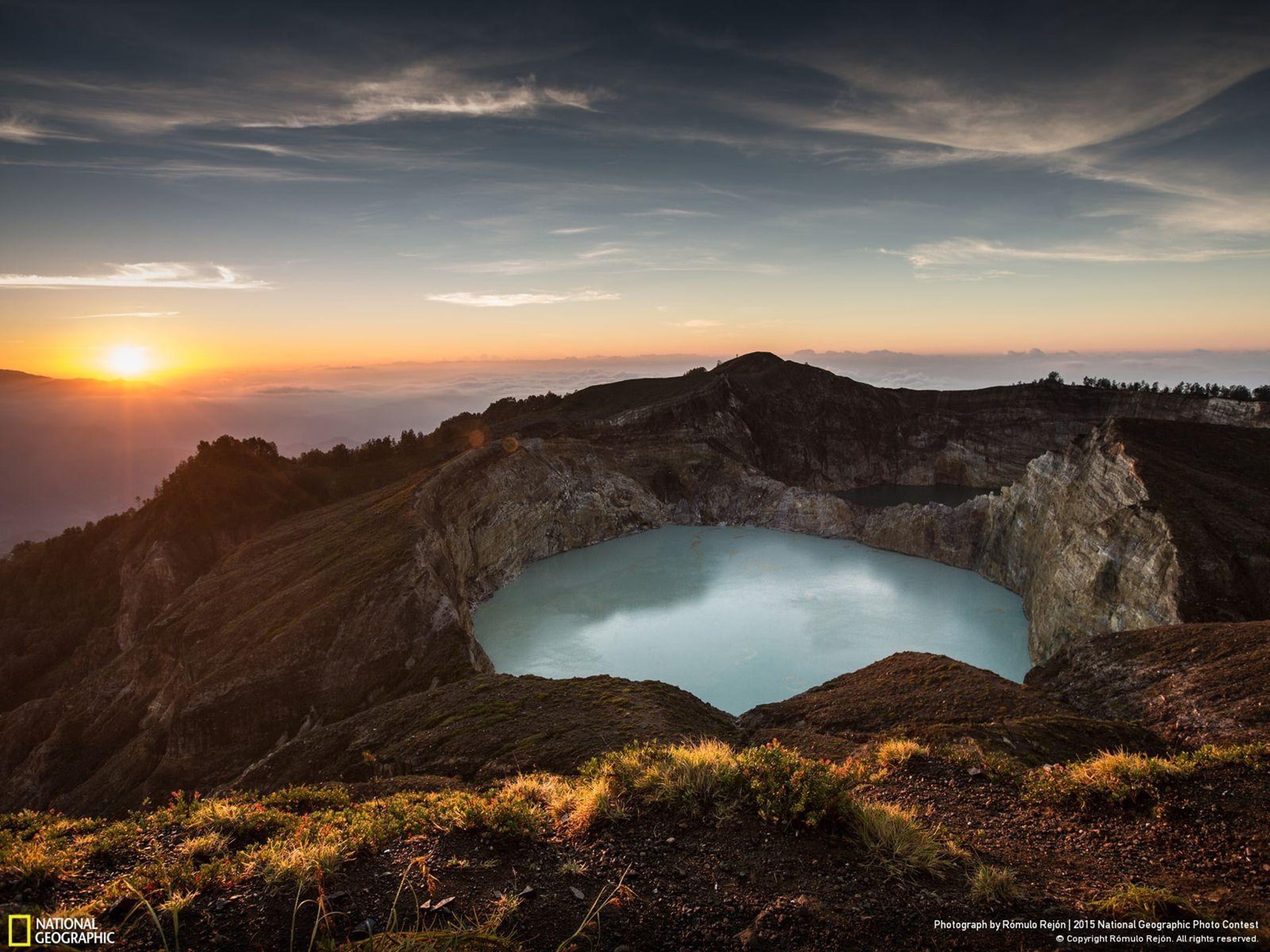 national, travel destinations, kelimutu, 1080P, no people, outdoors, nature, water, landscape, beauty in nature, mountain, indonesia, non-urban scene, HD Wallpaper