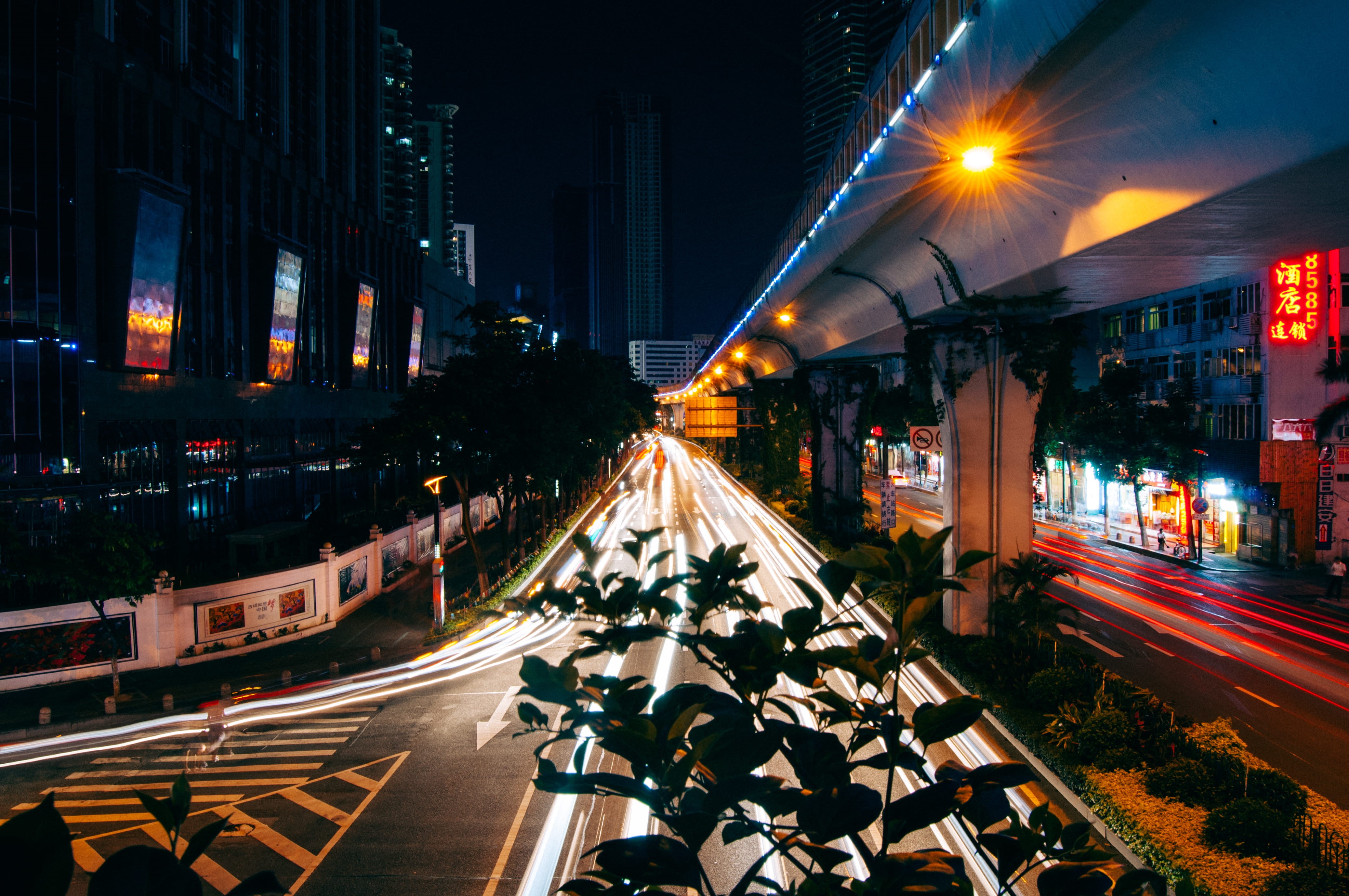 motor vehicle, sign, road, road marking, architecture, symbol, motion, illuminated, transportation, street, mode of transportation, built structure, outdoors, HD Wallpaper