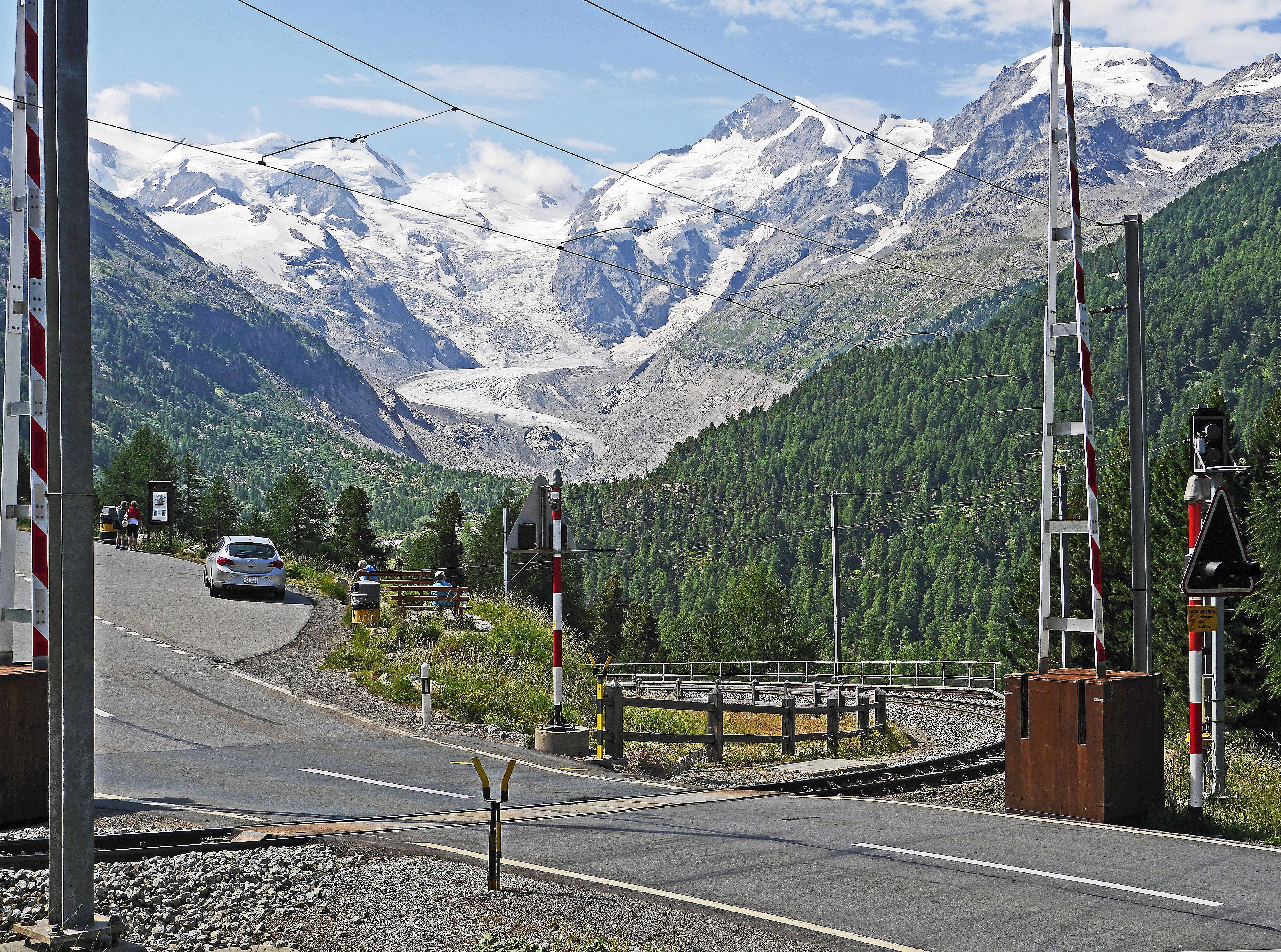 transportation, switzerland, panorama, bernina pass, parking, mountain range, 4K, bernina, outdoors, cable car, scenics - nature, meter track, park strip, HD Wallpaper