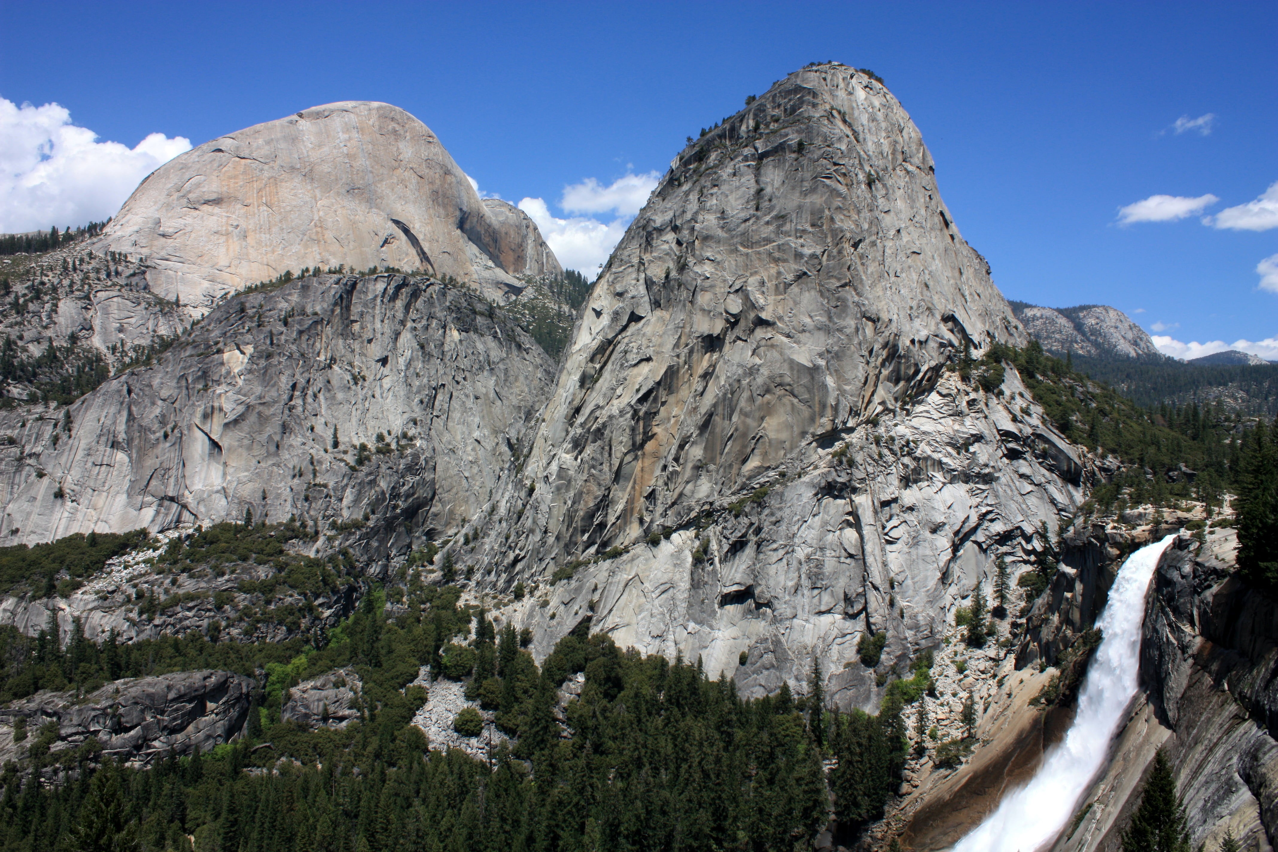 scenics, national, mountain, gray, european Alps, rock - Object, outdoors, mist trail, 4K, sky, John Muir Trail, Top, Yosemite National Park, landscape, HD Wallpaper
