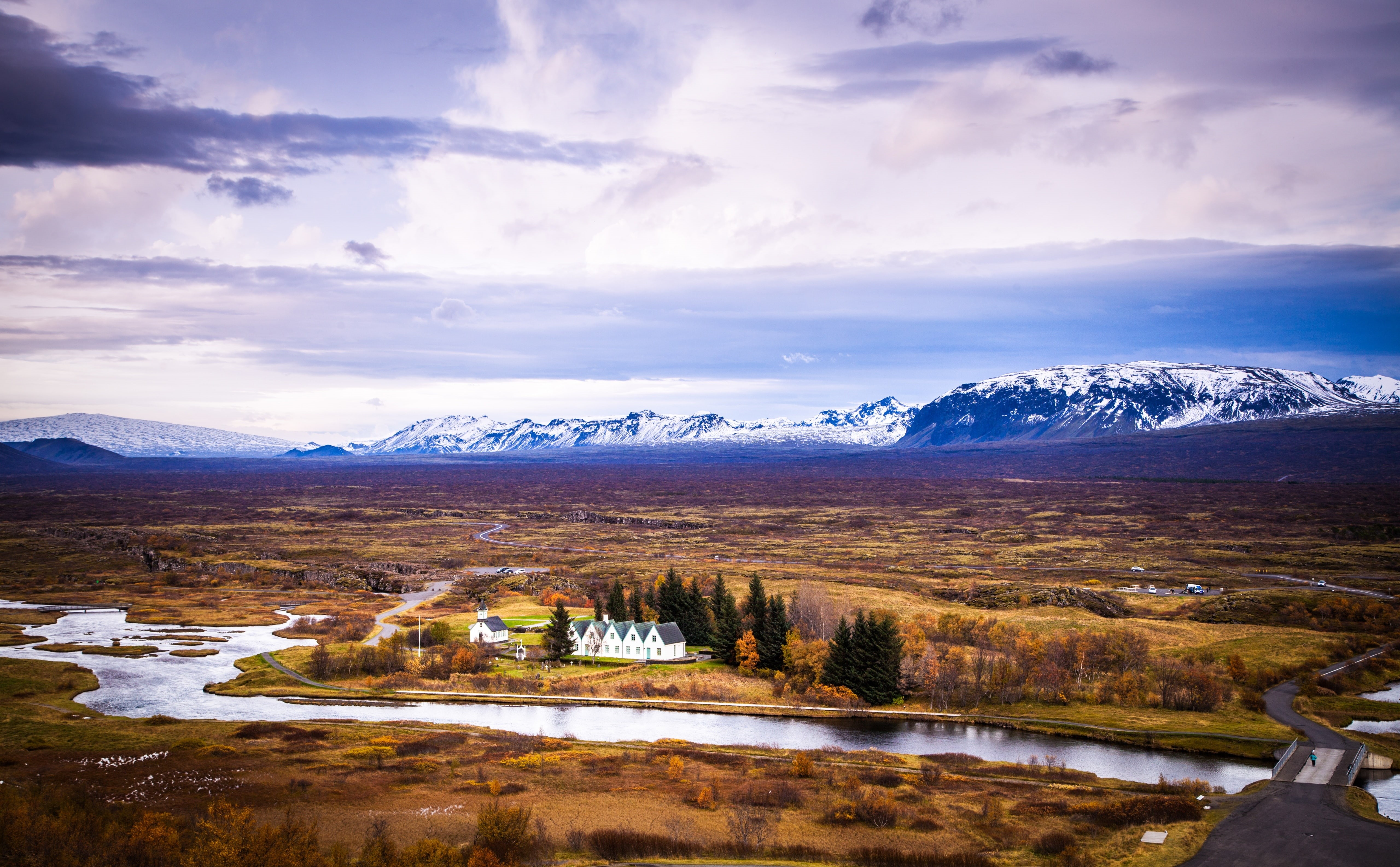 5K, touristdestinations, Europe, snowcapped mountain, Panoramic, snow, water, Iceland, outdoors, tranquil scene, Landscape, tranquility, touristattractions, HD Wallpaper