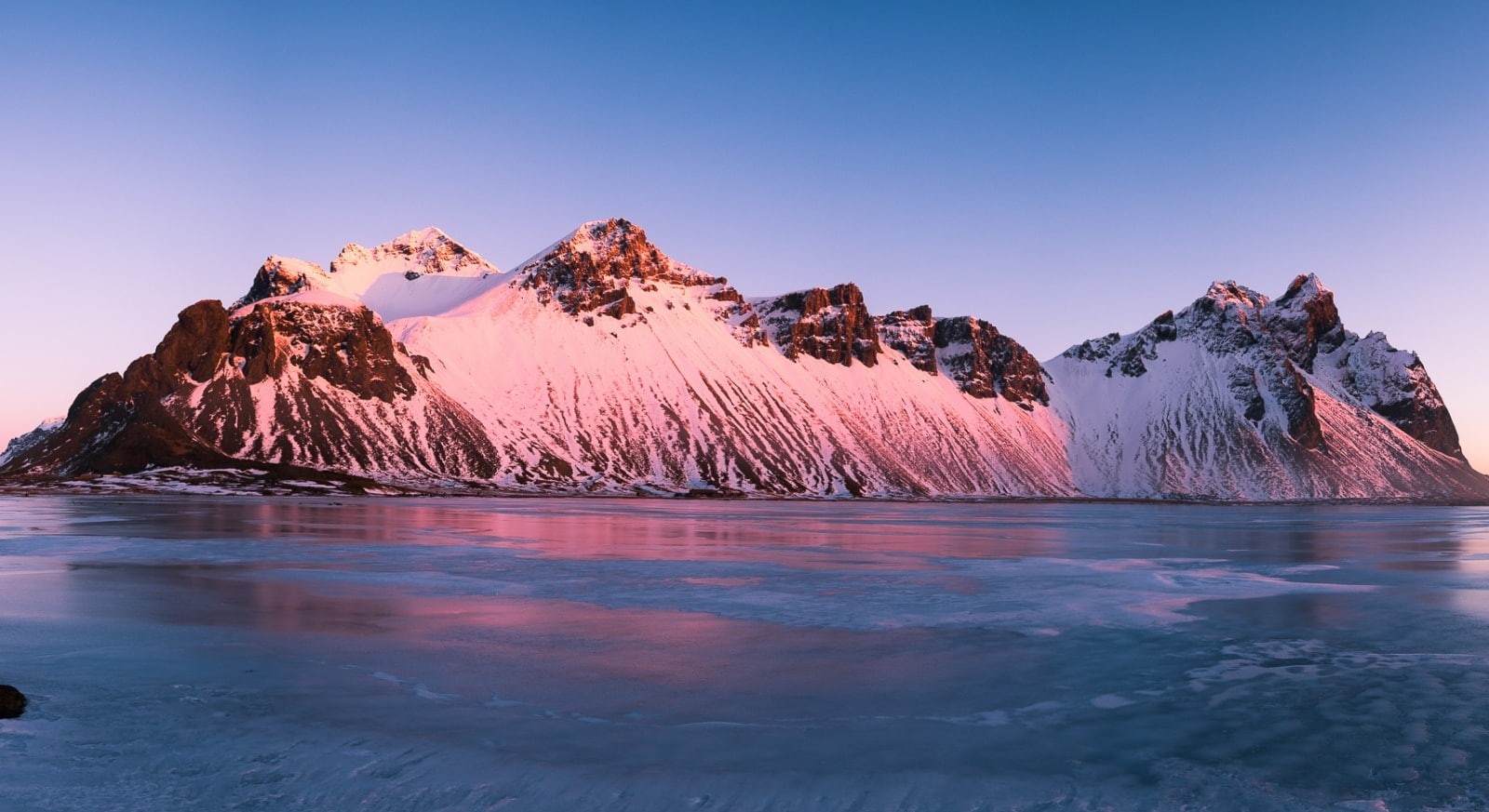 Winter, no people, ice, Nature, touristdestinations, Iceland, sea, Europe, geotagged, 720P, panorama, purple, sunset, visit, Travel, mountain, Photography, HD Wallpaper