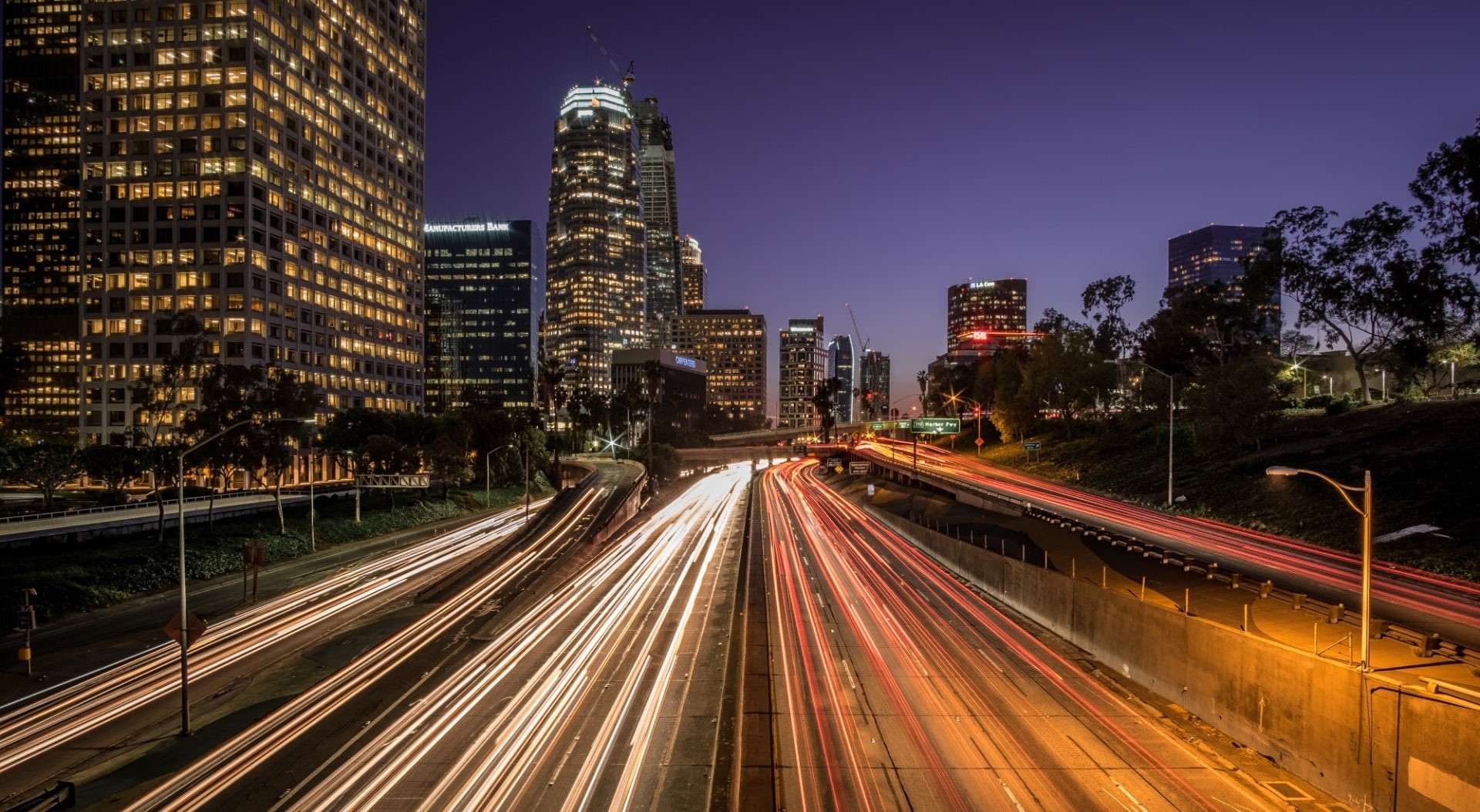 built structure, Sunset, city street, building, traffic, Travel, Motion, financial district, building exterior, Cars, 1080P, road, fujifilm, hour, transportation, HD Wallpaper