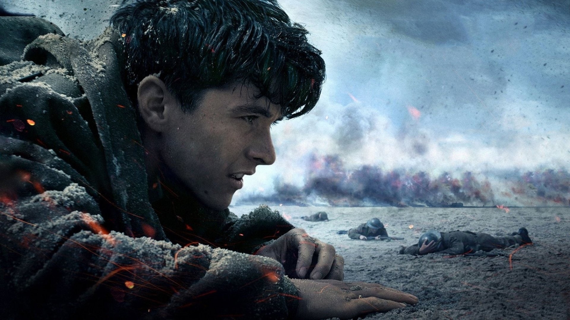 portrait, dirt, 1080P, rock, young adult, War, young men, profile view, smoke - physical structure, Dunkirk, one person, side view, headshot, movie, outdoors, HD Wallpaper