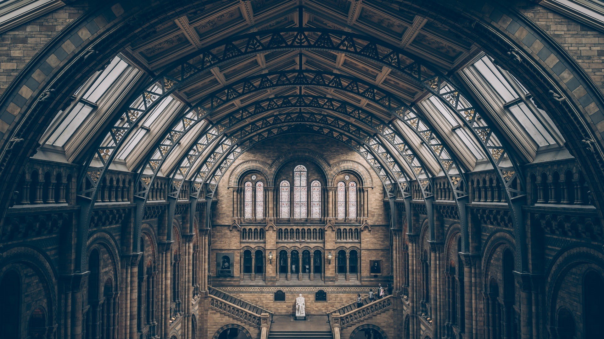 stairs, England, London, bricks, building, UK, history, old building, 1080P, museum, architecture, arch, interior, HD Wallpaper