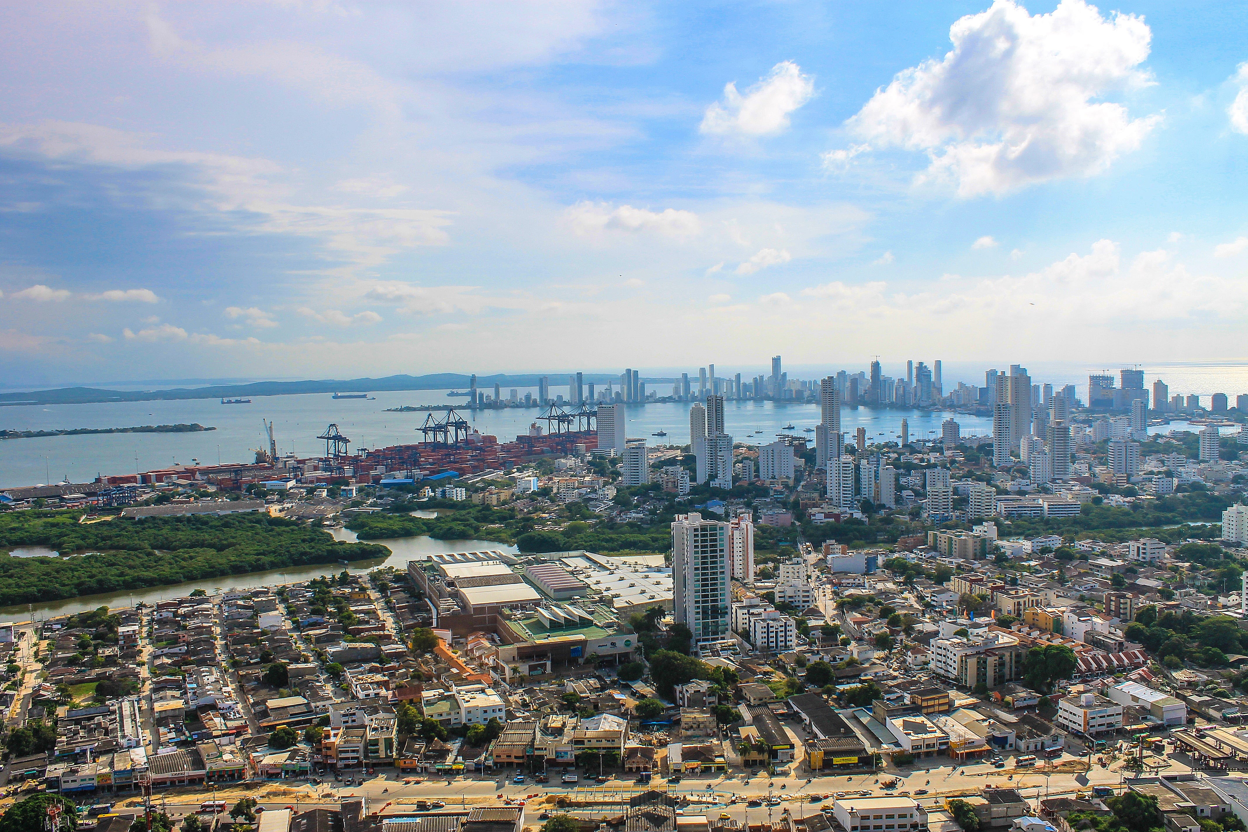 crowd, crowded, cartagena de indias, city, day, cityscape, view, nature, building, birds, skyscraper, eye, water, tall - high, settlement, built structure, HD Wallpaper
