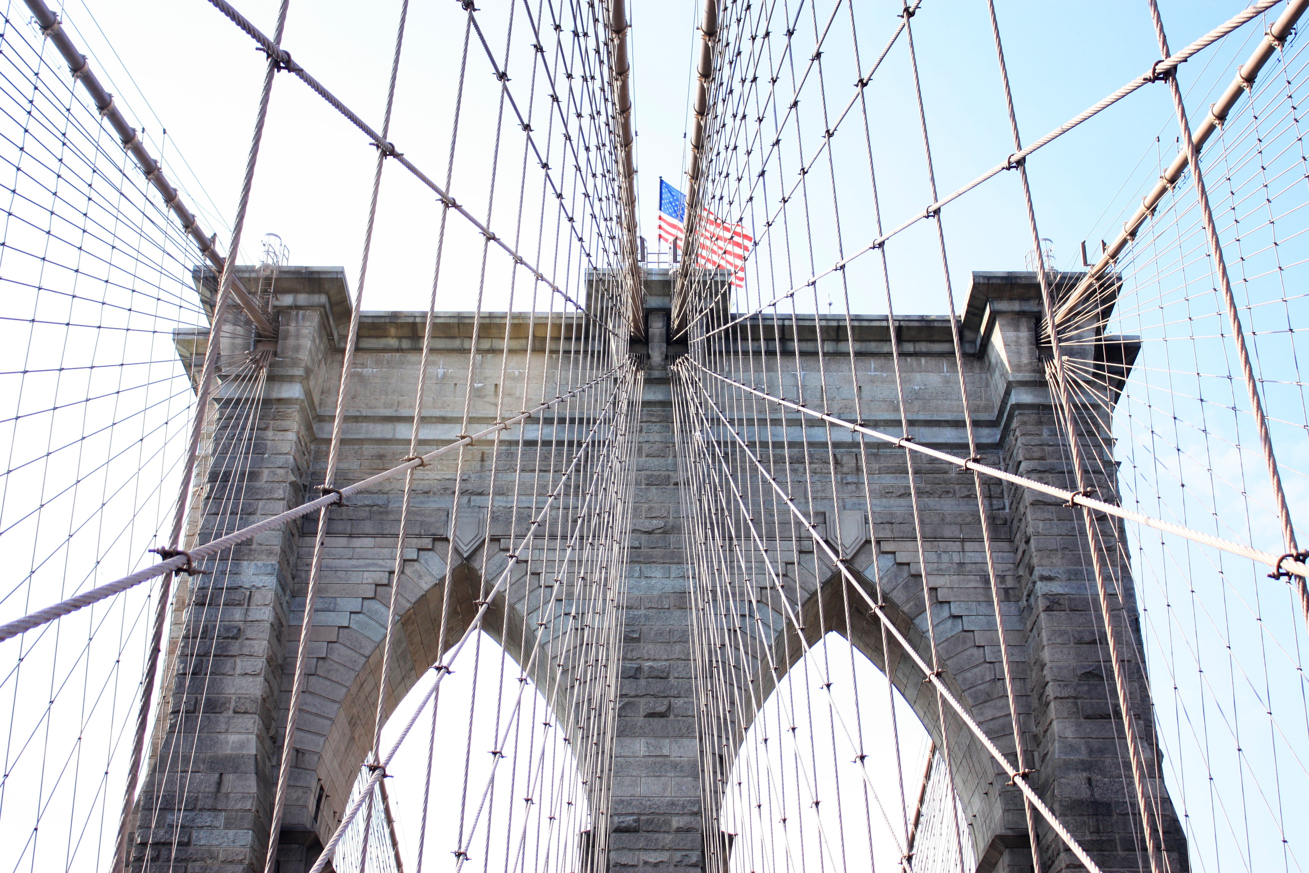 patriotism, travel, day, building, nature, sky, atop, arch, handrail, 4K, connection, national icon, structure, nyc, building exterior, bridge - man made structure, HD Wallpaper