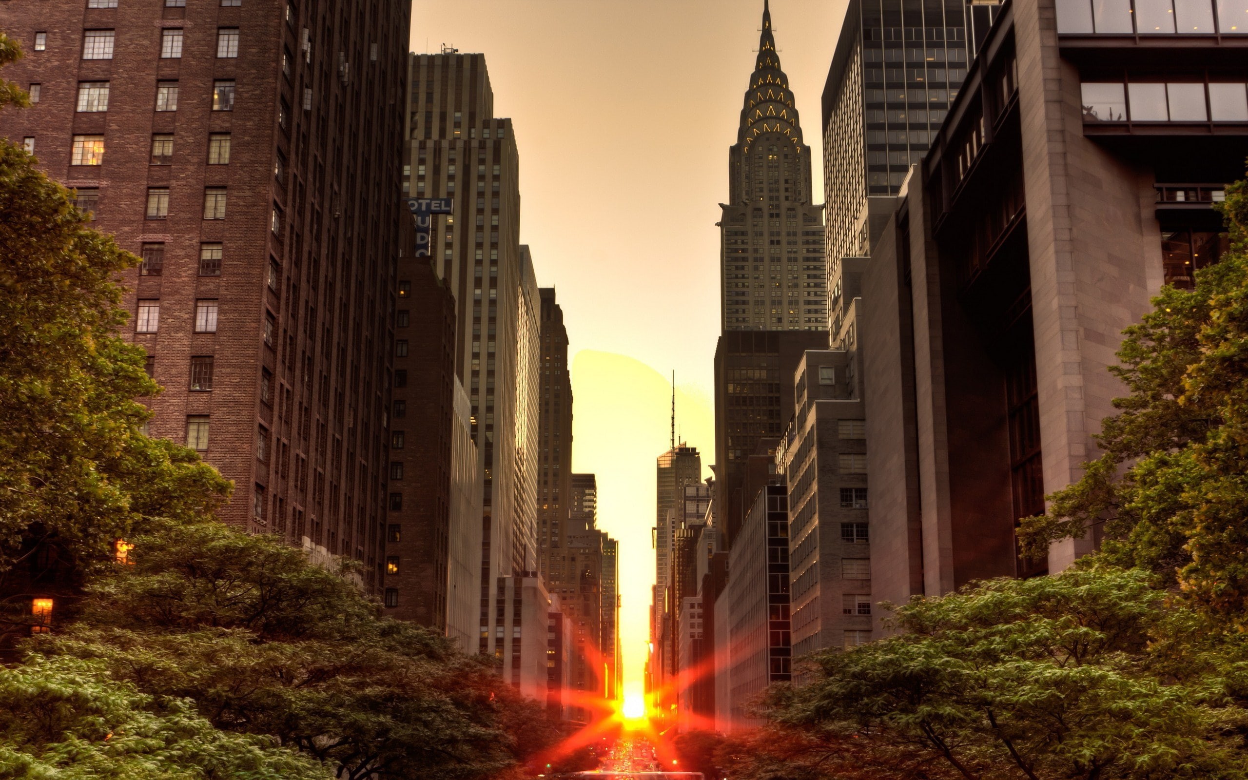 2K, york, cityscape, buildings, sunset, skyscrapers, new, sunlight, hd, sun, HD Wallpaper
