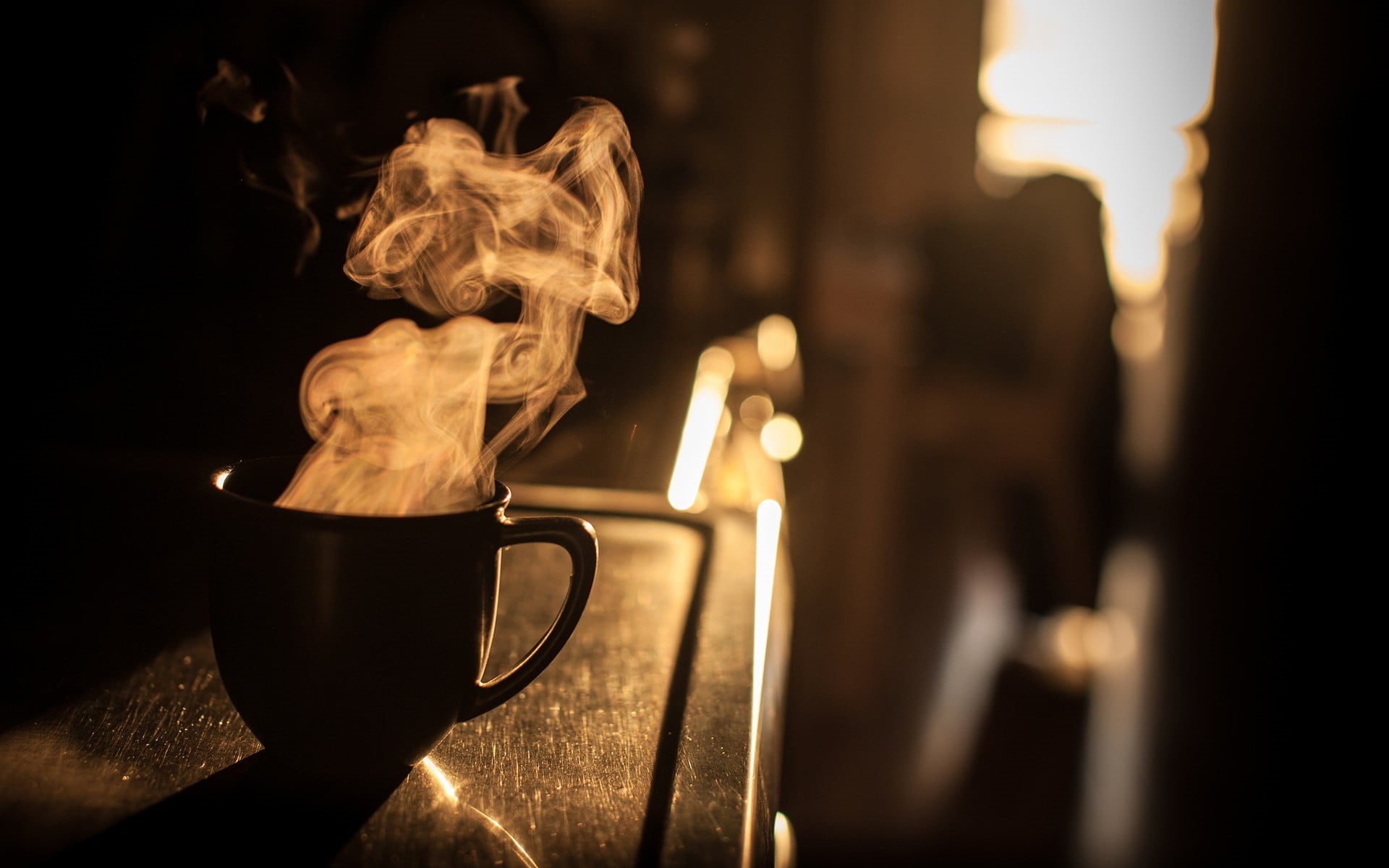 indoors, christmas, wood - Material, close-up, kitchen, dark, coffee, silhouette, focus on foreground, drink, food and drink, backgrounds, flame, adult, HD Wallpaper