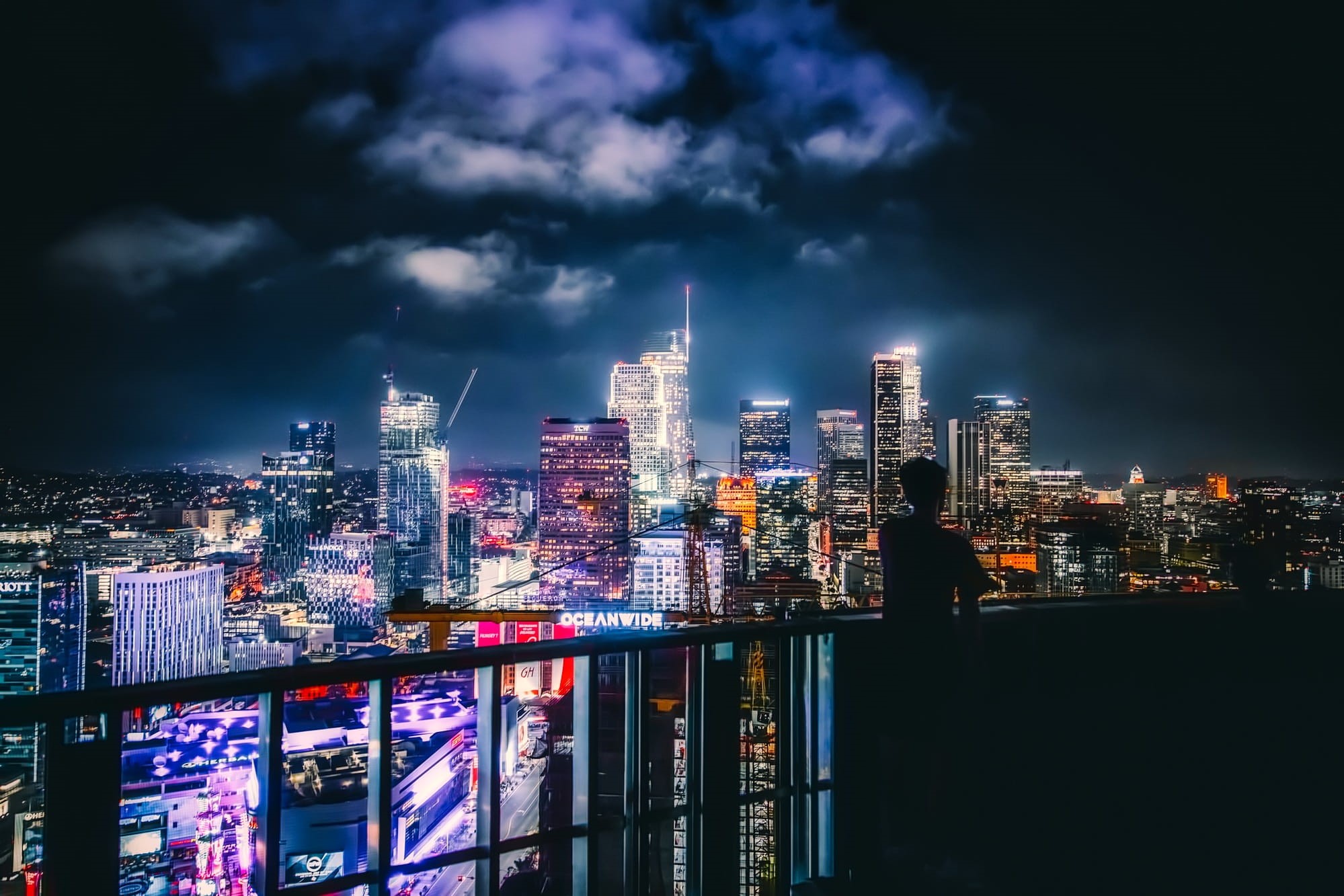 Skyscrapers, city Life, California, financial district, cityscape, sky, office, illuminated, light, landscape, figure, tower, spire, residential district, HD Wallpaper