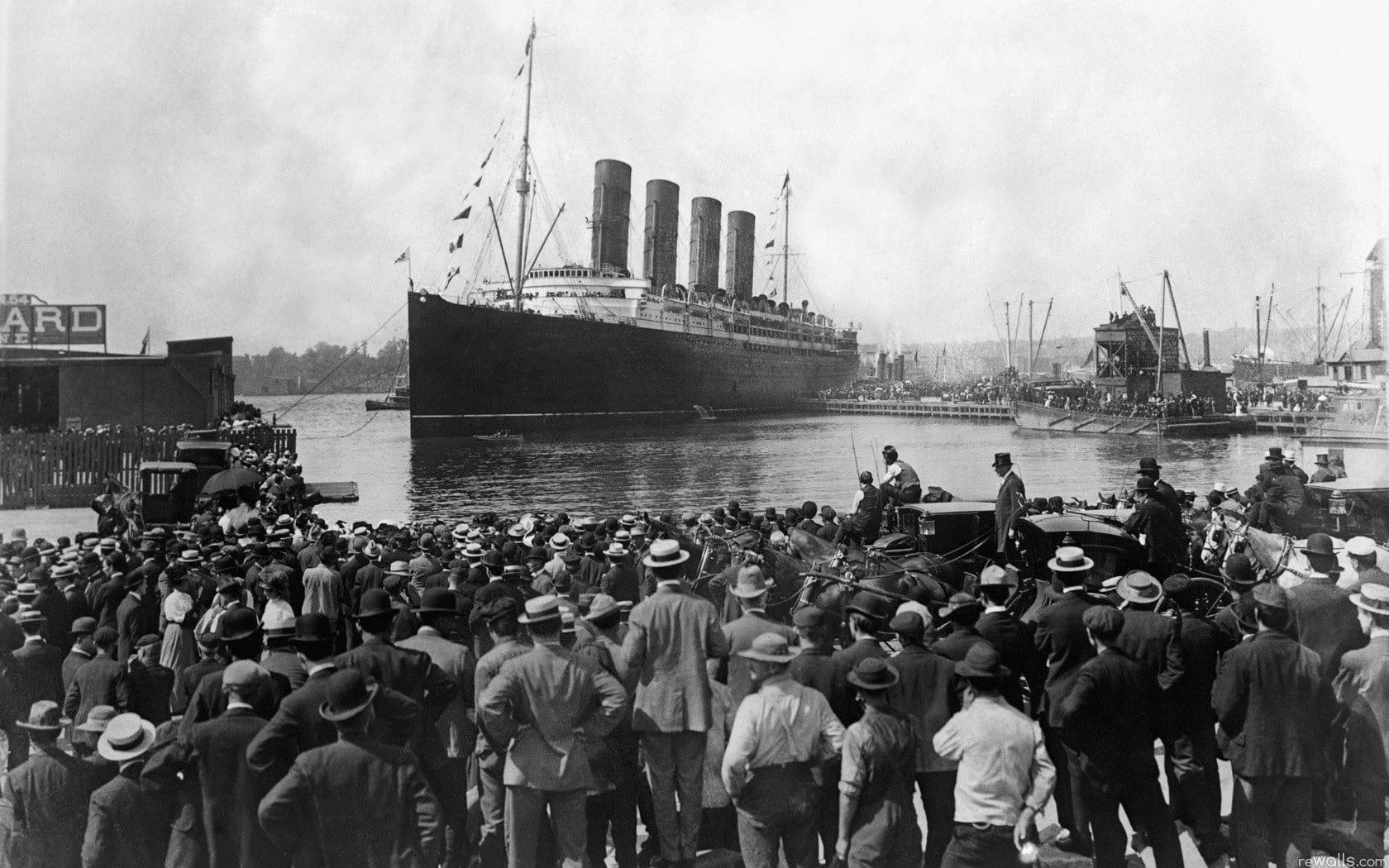 monochrome, people, ship, 720P, Titanic, vintage, HD Wallpaper