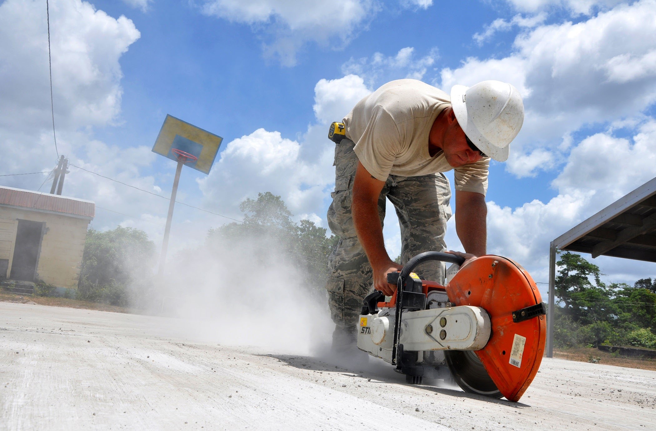 motion, holding, transportation, saw, construction site, gray, road construction, hardhat, nature, red, one person, occupation, cloud - sky, construction Industry, HD Wallpaper